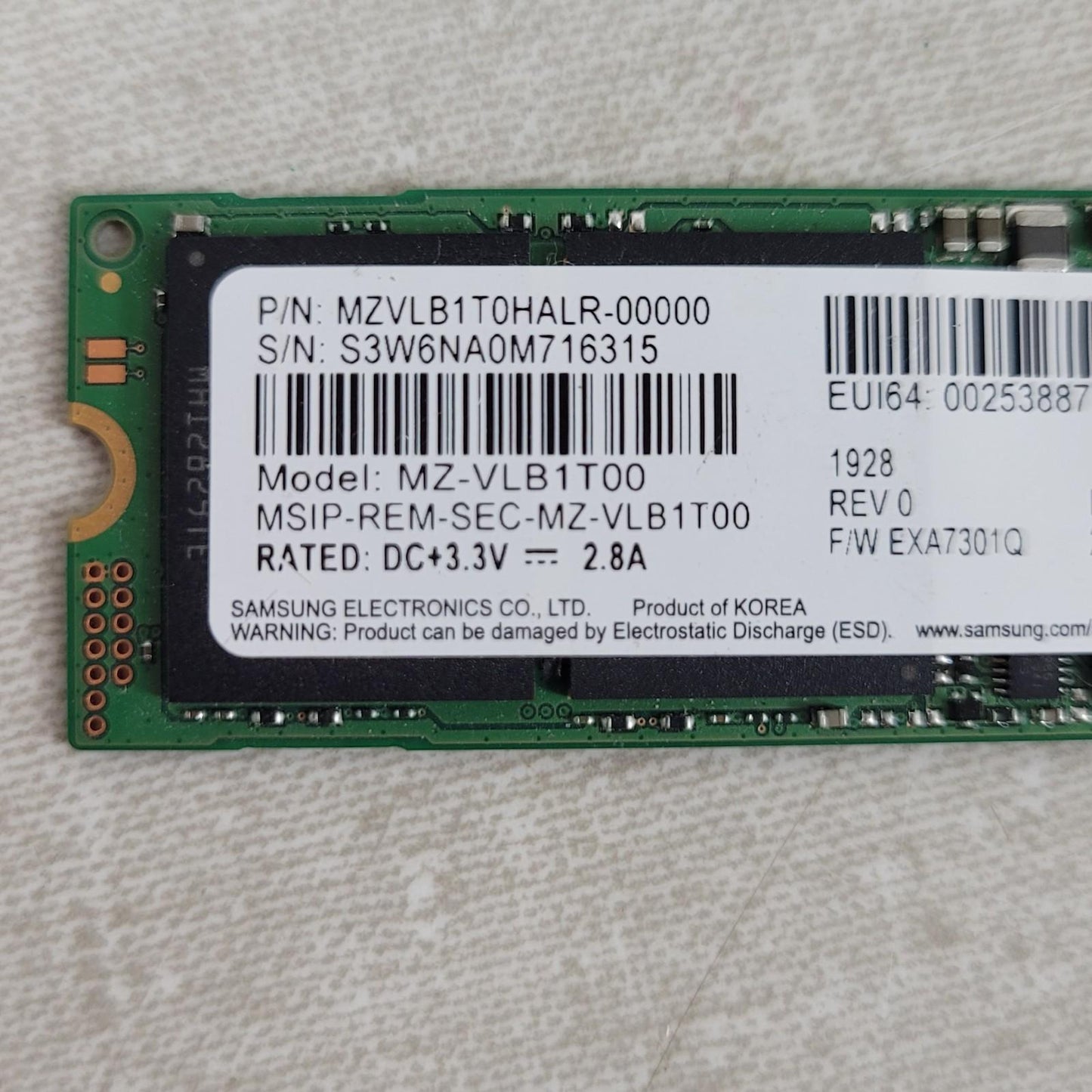 Samsung PM981 Polaris 1TB M.2 NGFF PCIe Gen3 x4 NVME Solid SSD MZVLB1T0HALR