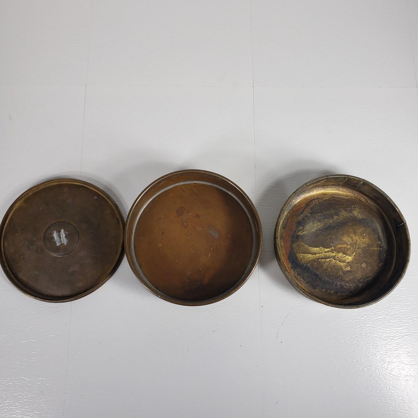 SOILTEST INC. Two 8" Diameter Soil Sieves Brass Material with Lid Bronze Sifter