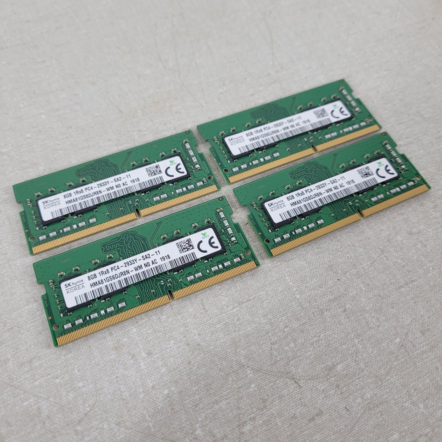 4 STICKS- Hynix HMA81GS6DJR8N-WM 8GB DDR4 2933MHz PC4-23400 SODIMM Laptop RAM