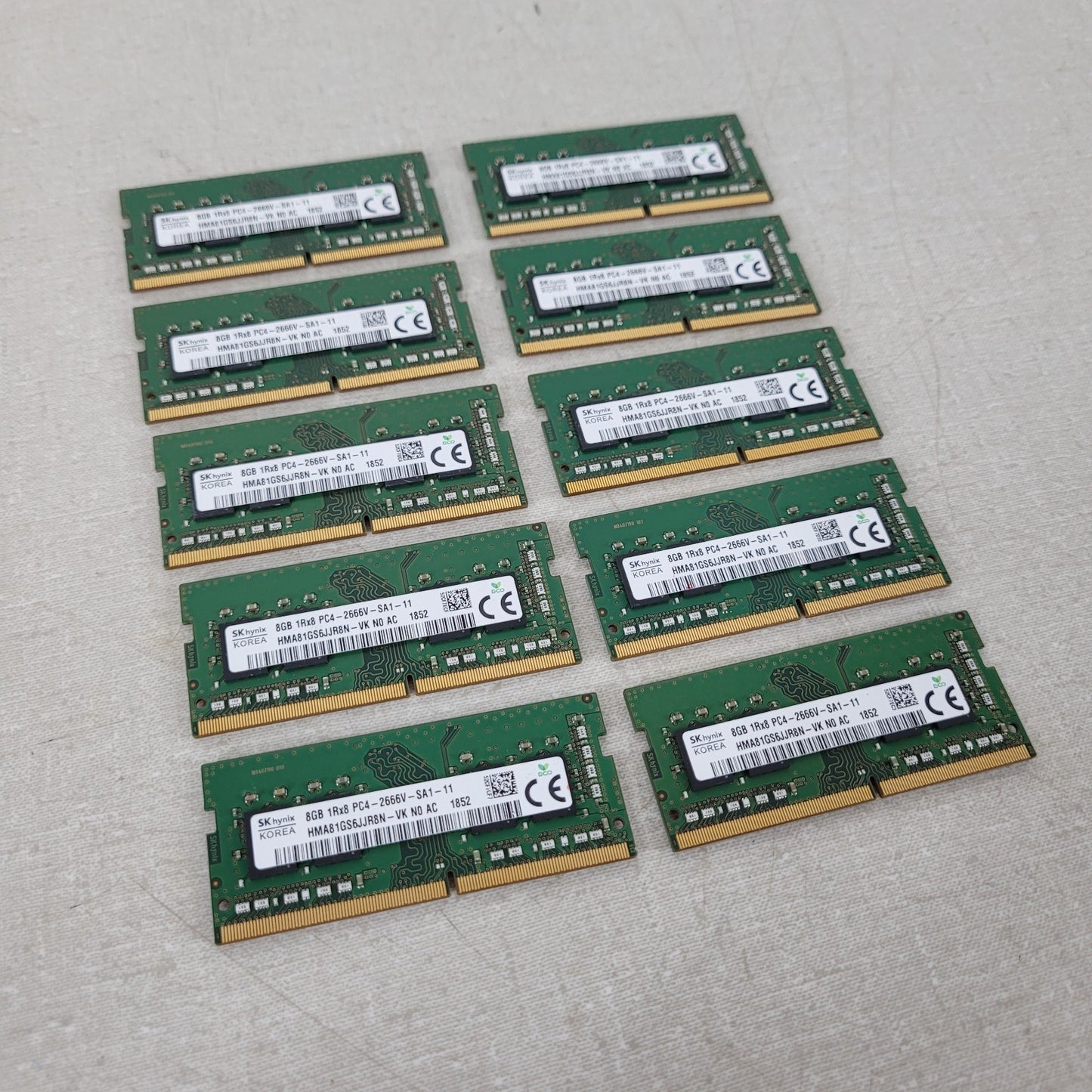 10 STICKS Hynix HMA81GS6JJR8N-VK Laptop RAM Memory 8GB PC4-2666V DDR4 CA612
