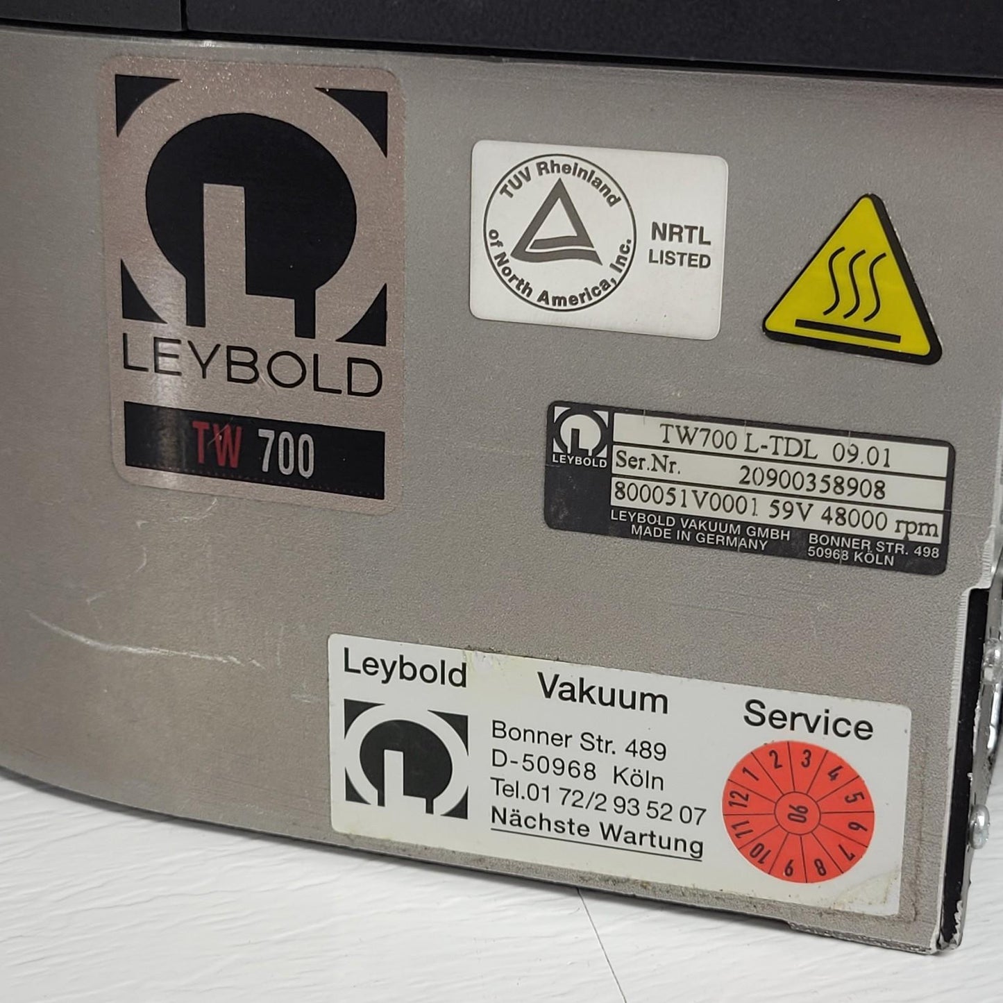 TESTED to 8E-7 Torr: Leybold Vacuum TurboVac TW700L-TDL Wide Range Turbo Drive