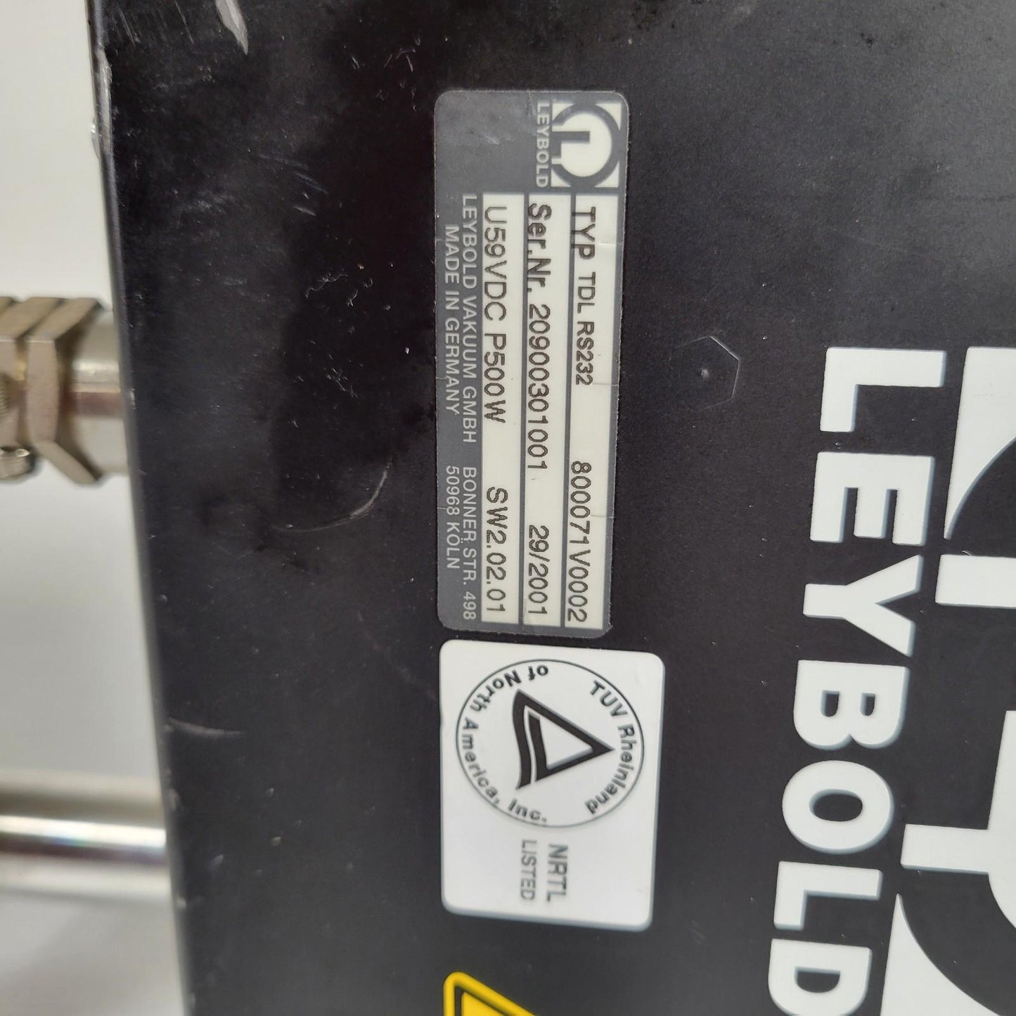 TESTED to 8E-7 Torr: Leybold Vacuum TurboVac TW700L-TDL Wide Range Turbo Drive