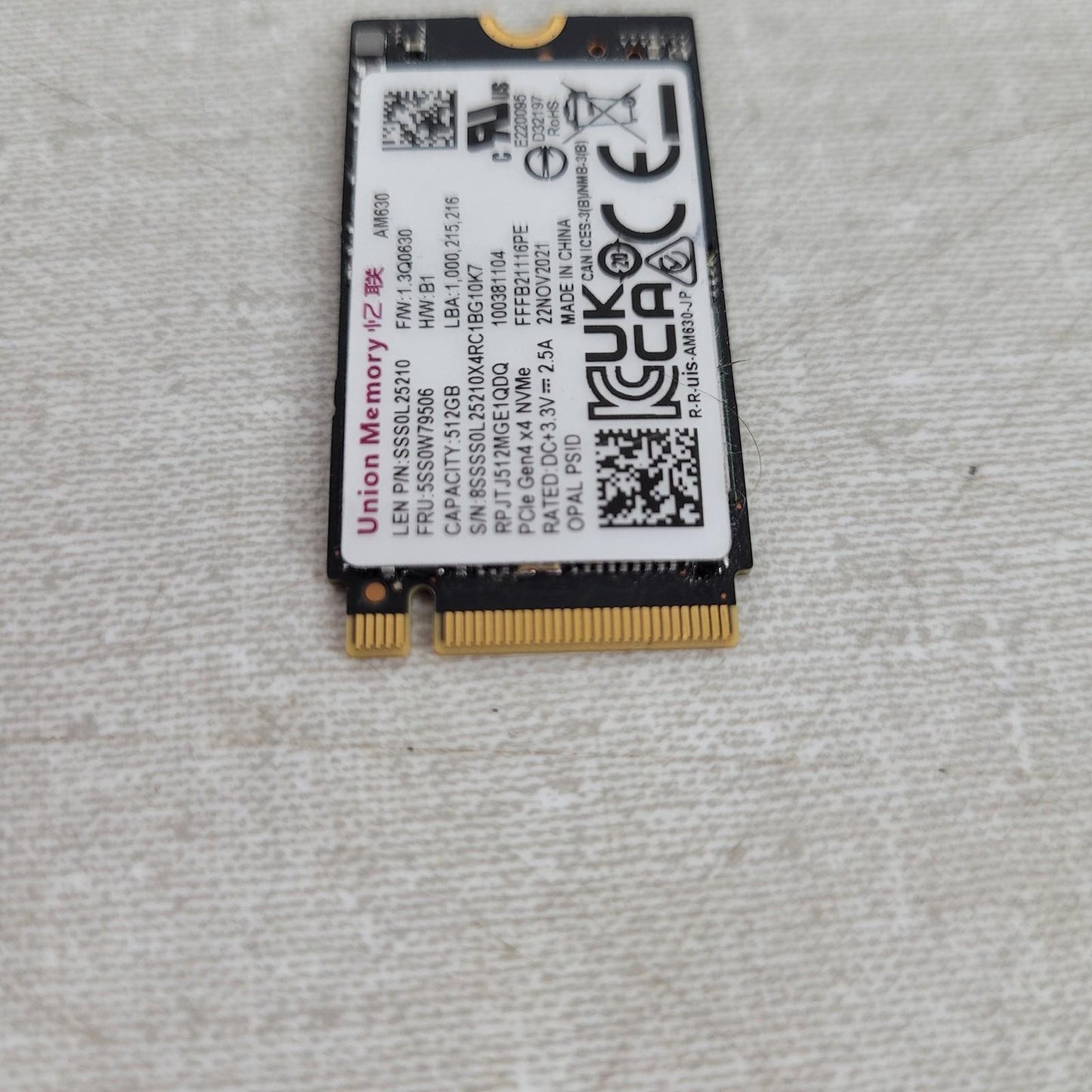 Union Memory 512GB PCIe Gen4 x4 NVMe M.2 2280 SSD AM630 Solid State Drive