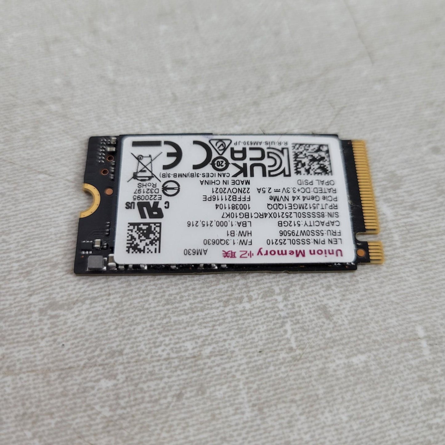 Union Memory 512GB PCIe Gen4 x4 NVMe M.2 2280 SSD AM630 Solid State Drive