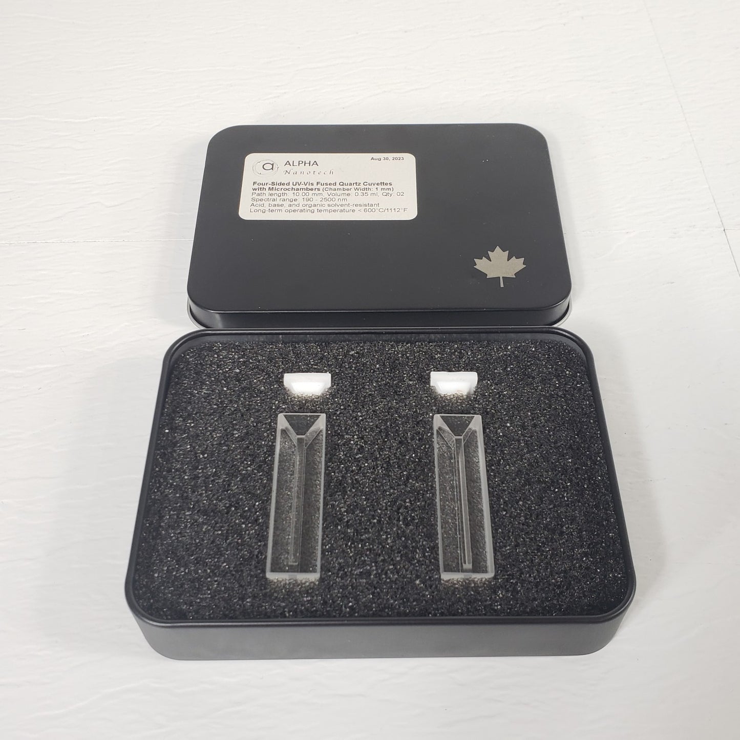 Alpha Nanotech Four Sided UV-Vis Fused Quartz Cuvettes w/ Microchambers 1mm