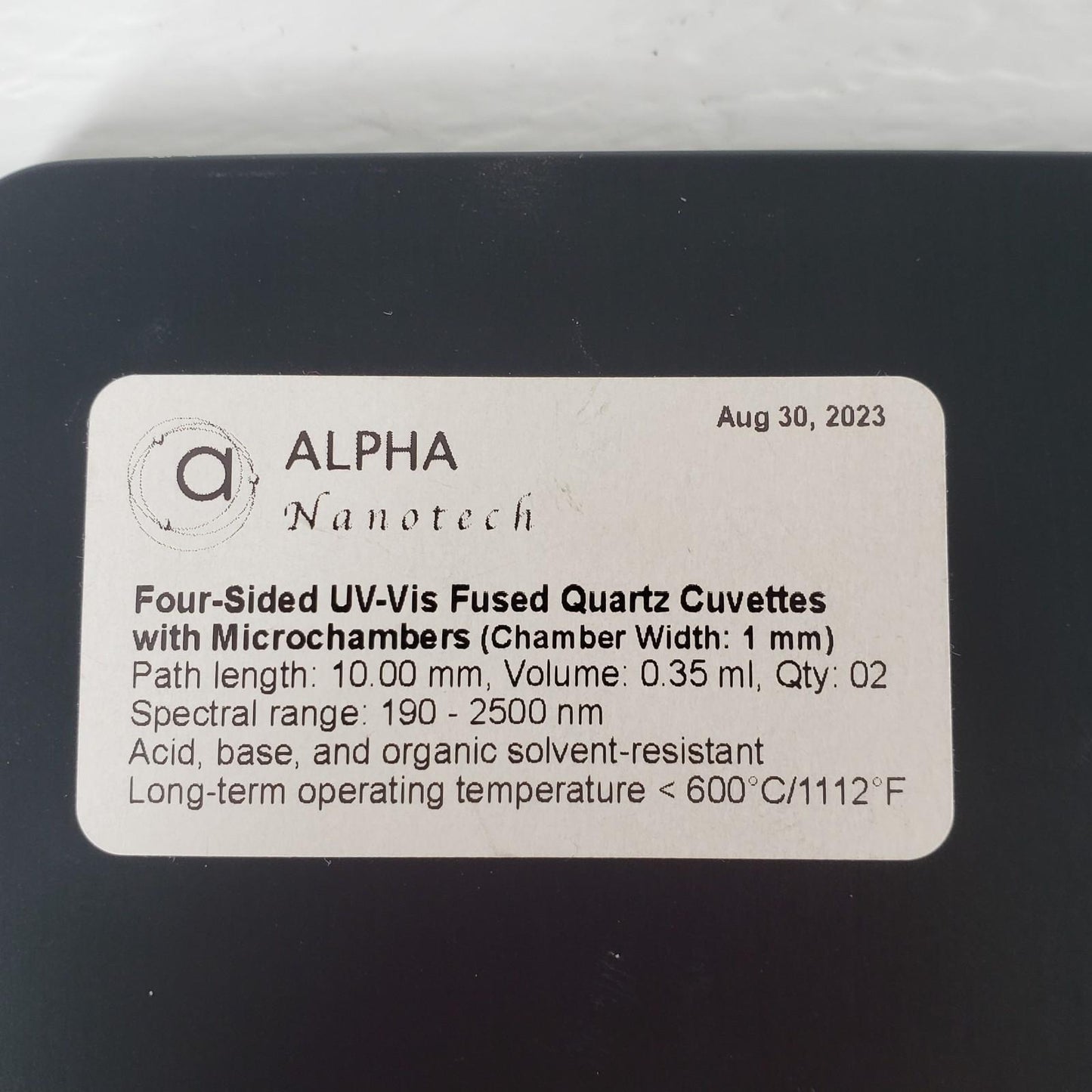 Alpha Nanotech Four Sided UV-Vis Fused Quartz Cuvettes w/ Microchambers 1mm