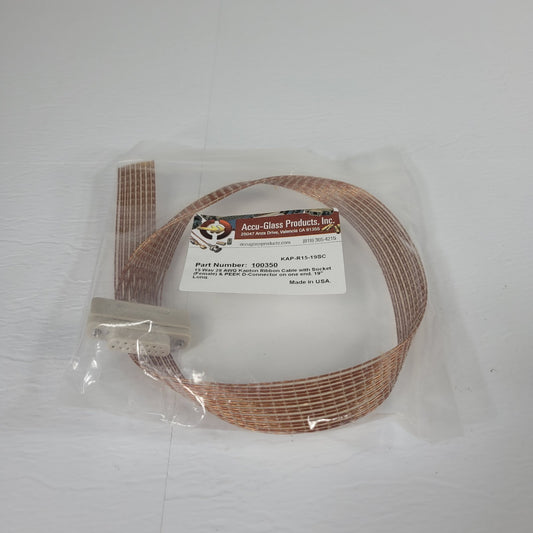 Accu-Glass 100350 15-Wire UHV High Vacuum Kapton Ribbon Cable w/ DB-15 19" Long