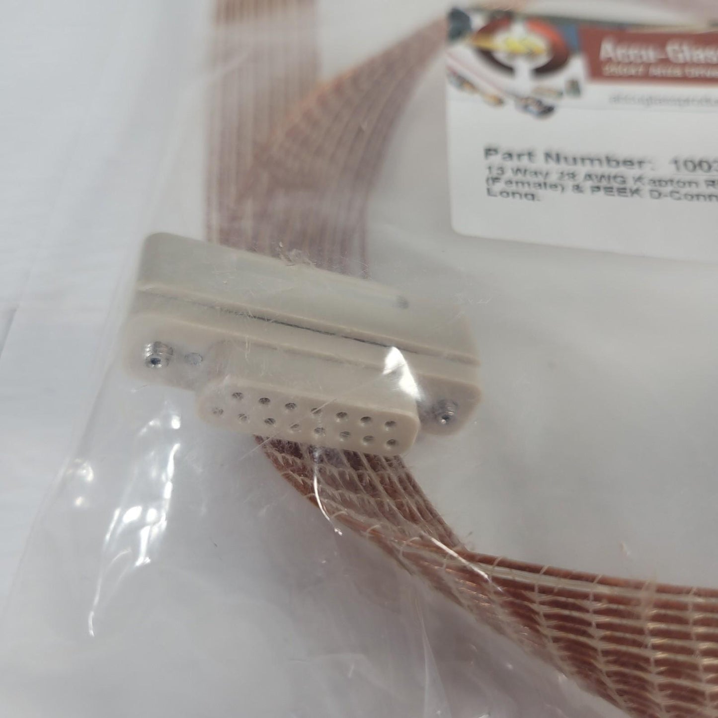 Accu-Glass 100350 15-Wire UHV High Vacuum Kapton Ribbon Cable w/ DB-15 19" Long