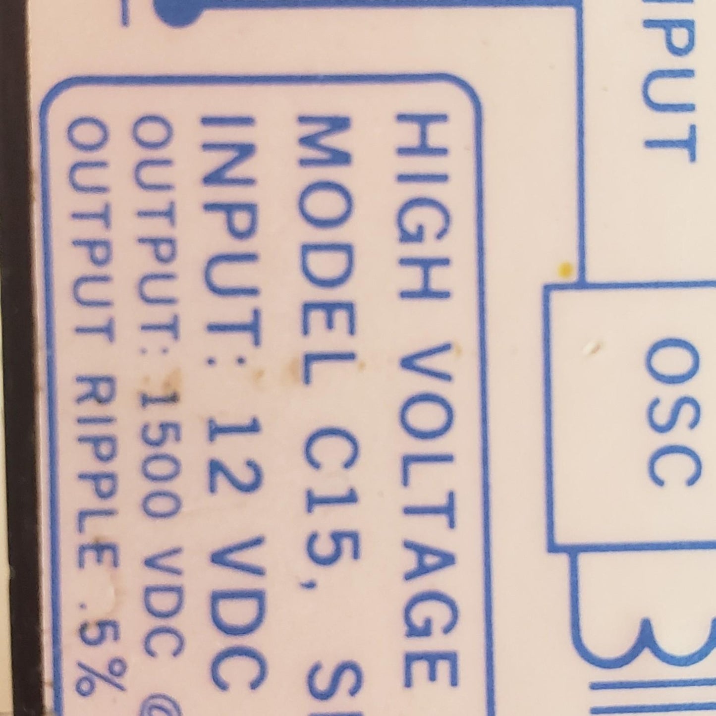 VENUS SCIENTIFIC INC. Model C15 High Voltage Power Supply 12VDC In, 1500VDC Out
