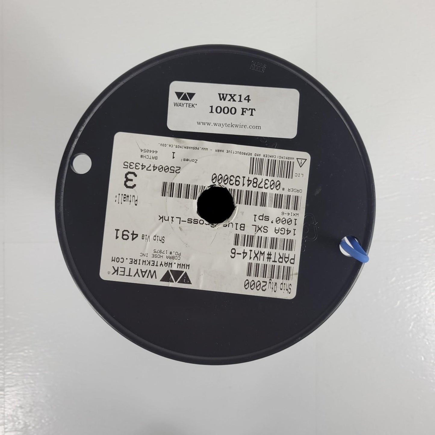 Partial Reel 180ft Waytek WX14-6 SXL Blue Cross-Link Automotive Wire 14GA