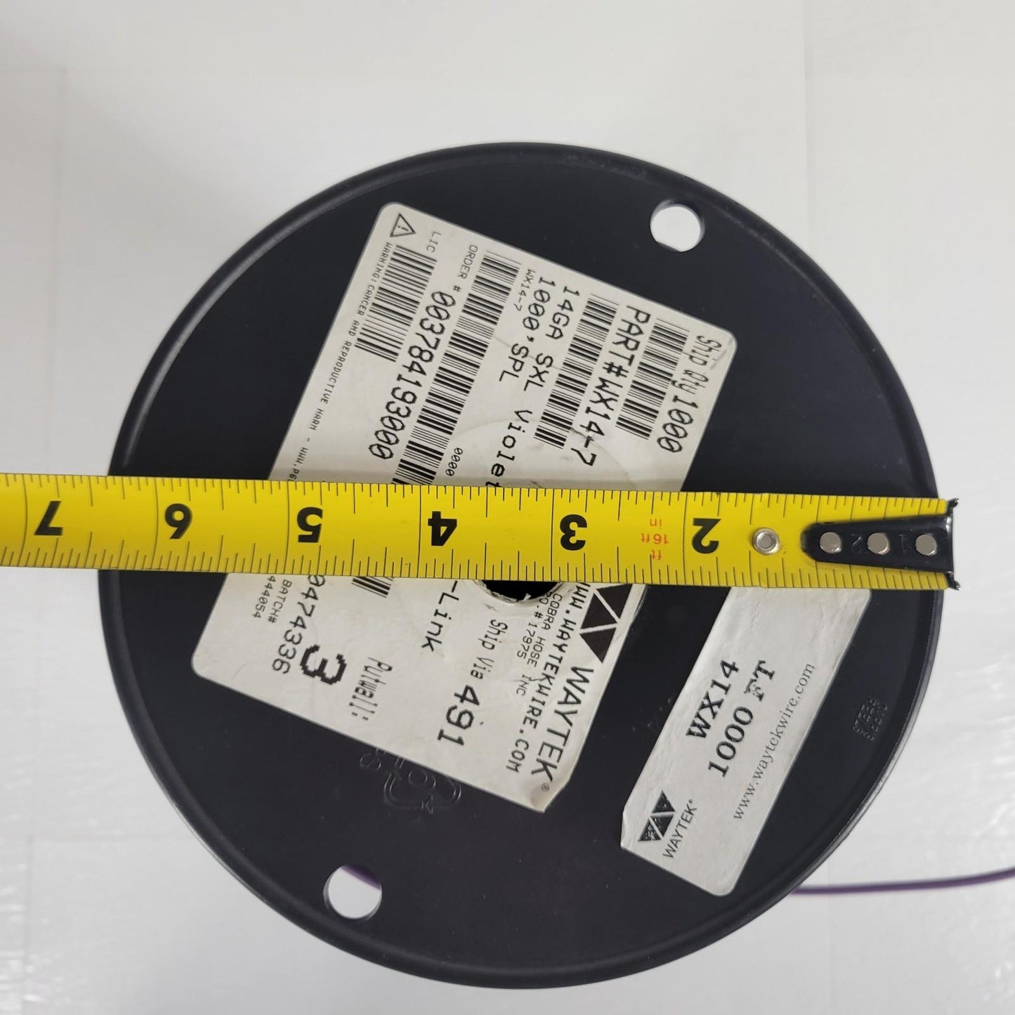 Partial Reel 650ft Waytek WX14-7 SXL Violet Cross-Link Automotive Wire 14GA