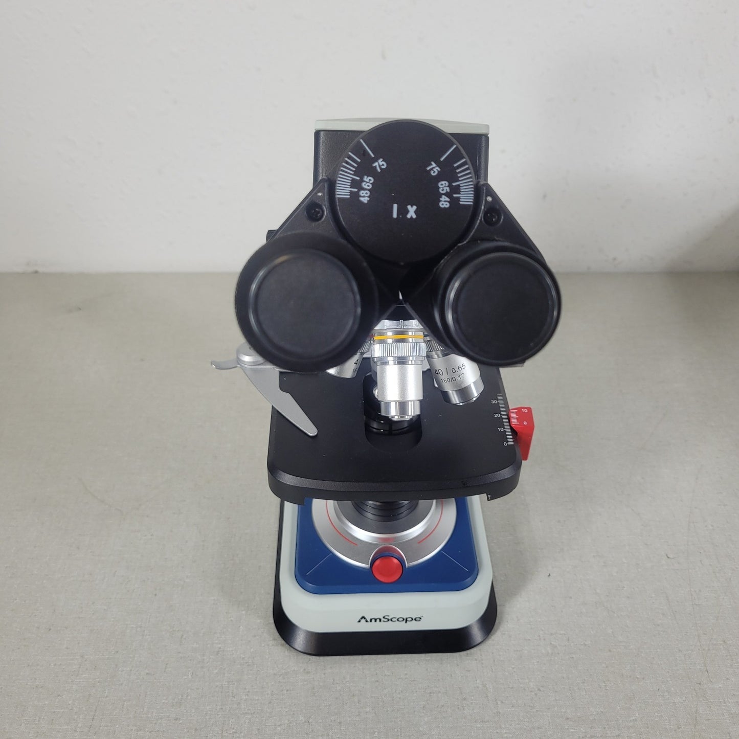 AmScope B120C-R 40X-1000X Mag Upright Compound Microscope - Missing one Eyepiece