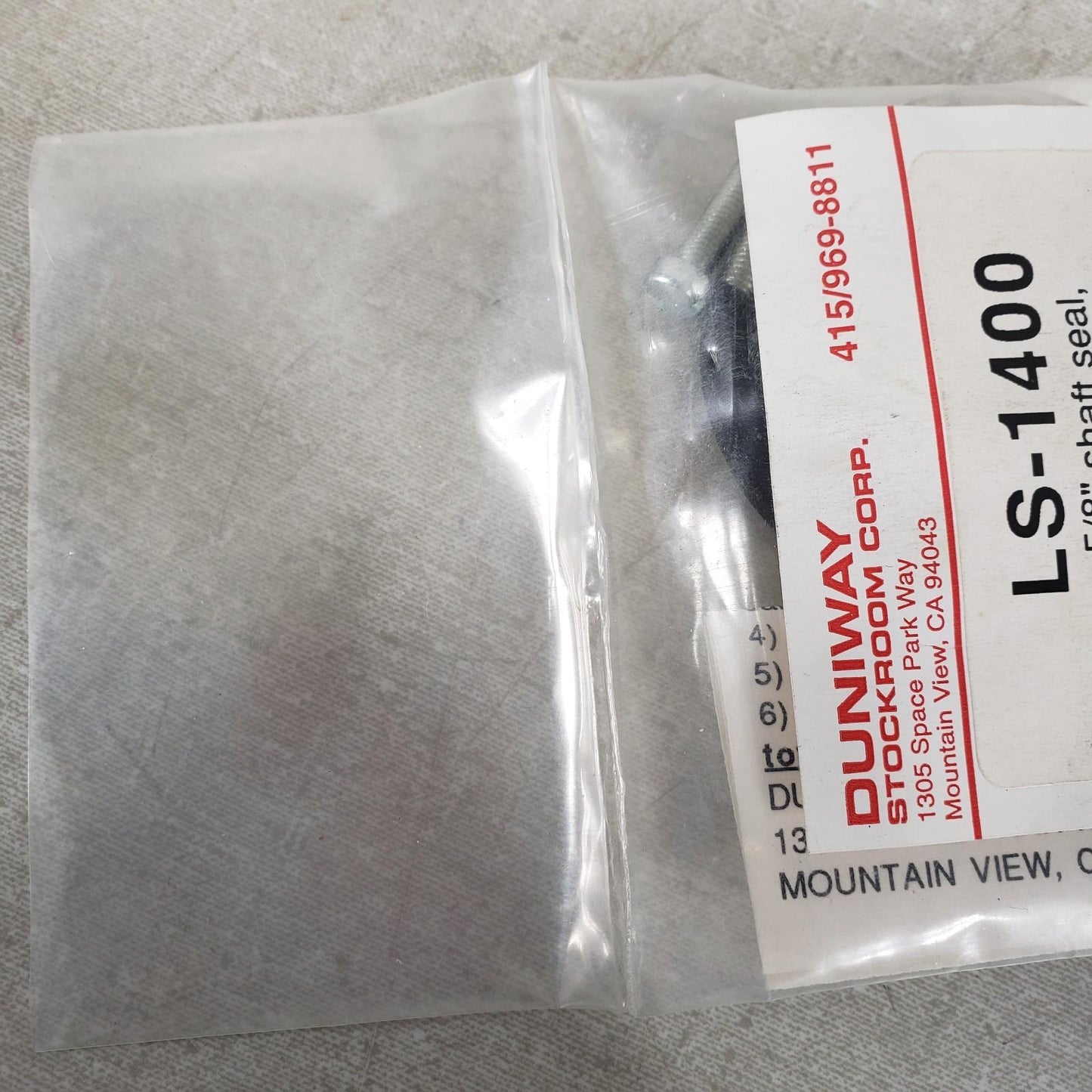 DUNIWAY STOCKROOM LS1400 5/8" Shaft Seal, Gasket, 3 Screws Kit