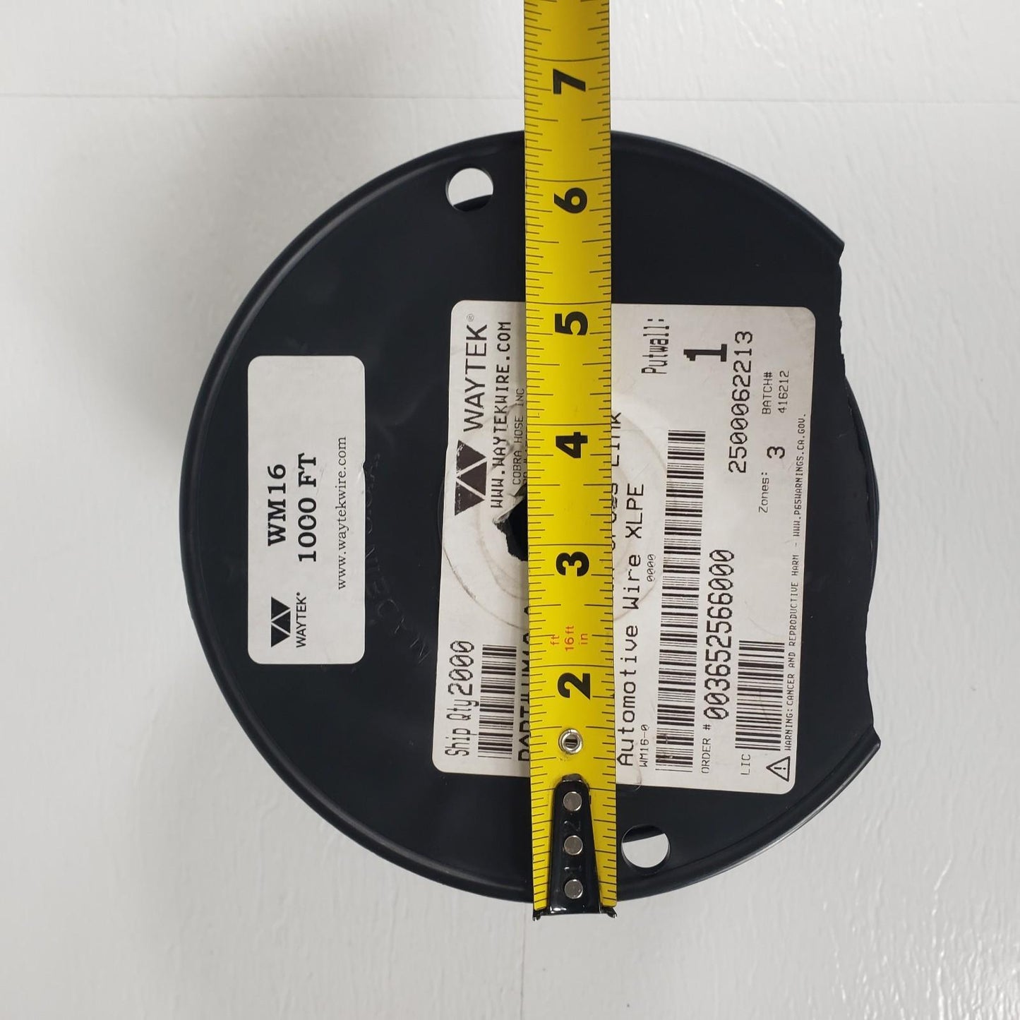 Partial Reel 860ft- Waytek WM16-0 TXL Black Cross-Link Automotive Wire 16GA