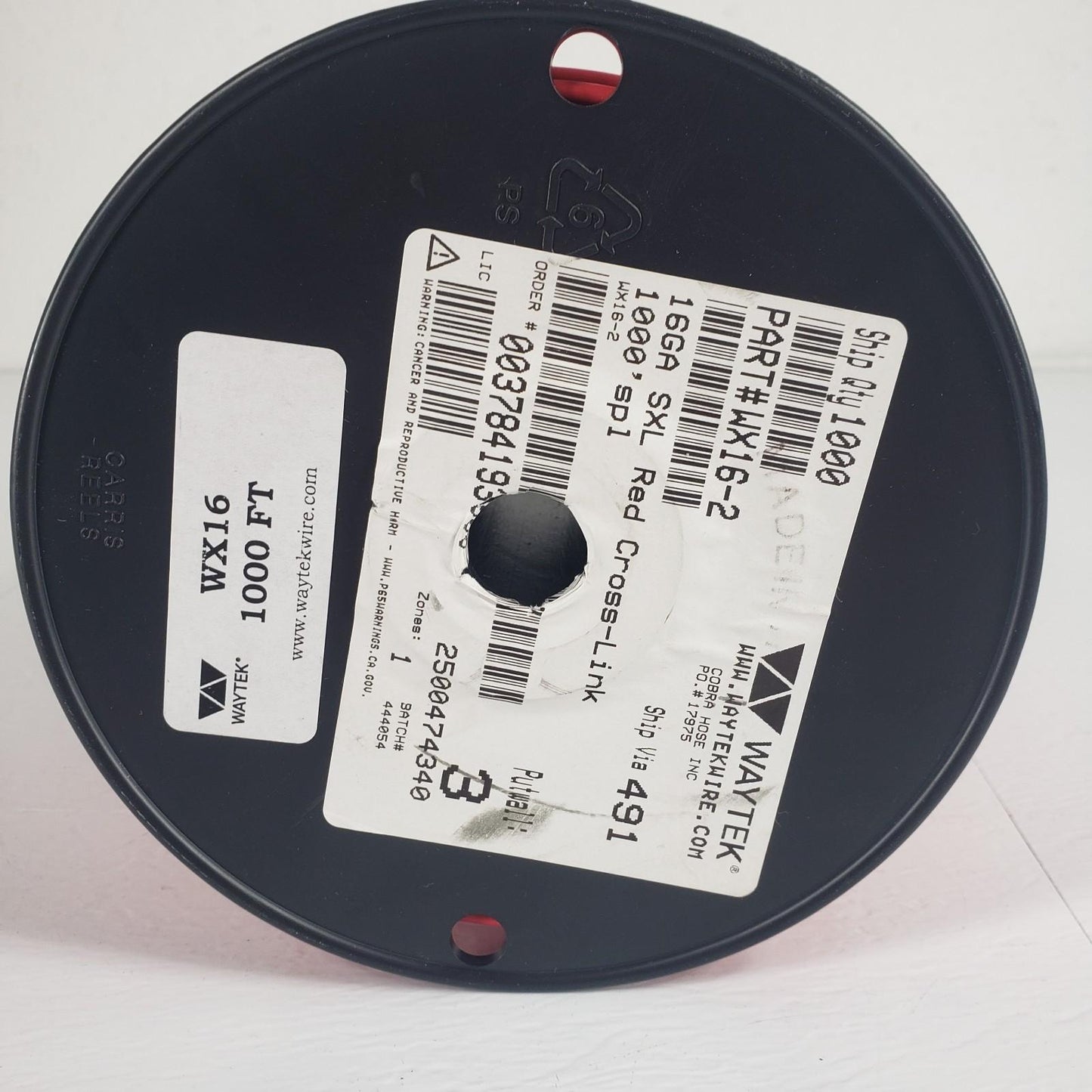 Partial Reel 820ft Waytek WX16-2 SXL Red Cross-Link Automotive Wire 16GA
