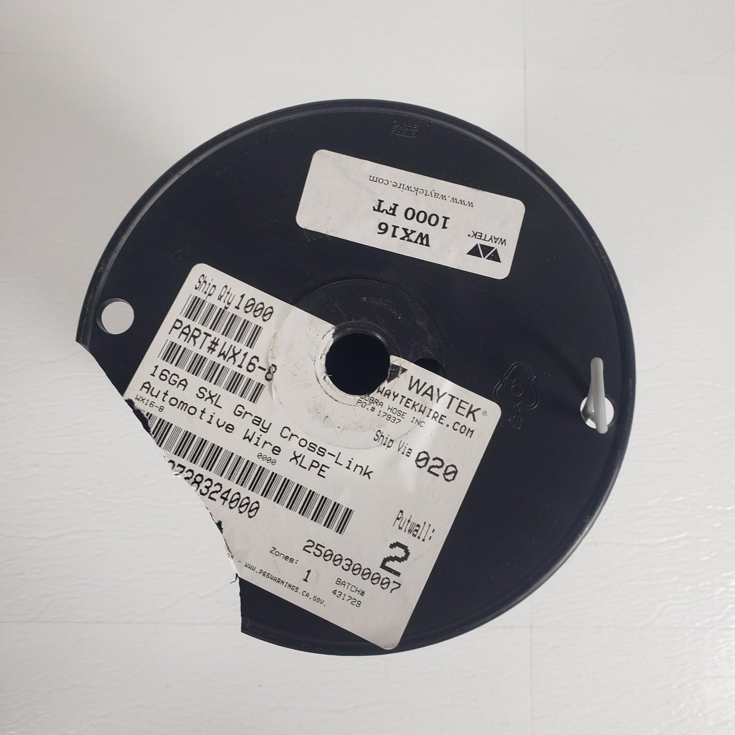 Partial Reel 240ft Waytek WX16-8 SXL Gray Cross-Link Automotive Wire 16GA