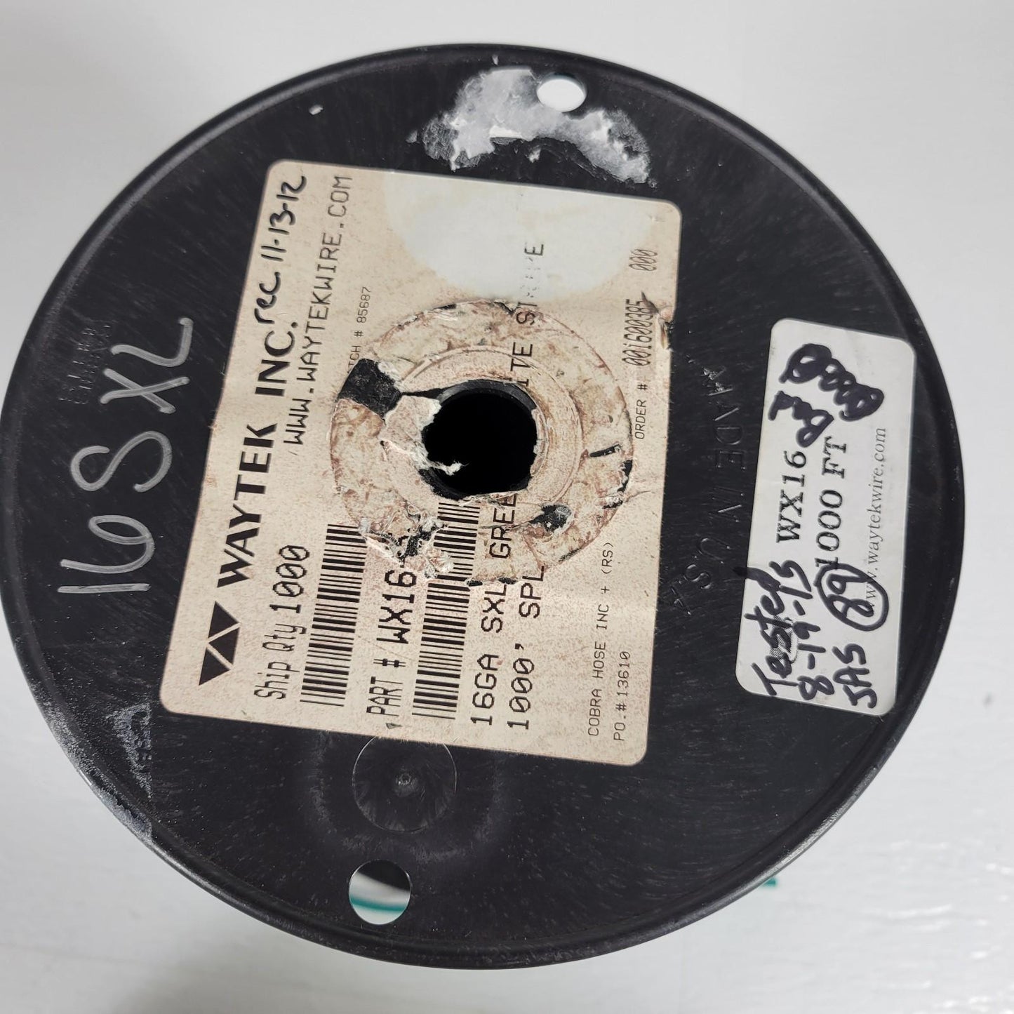 Partial Reel 540ft Waytek WX16-5 SXL Green & White Cross-Link Automotive Wire