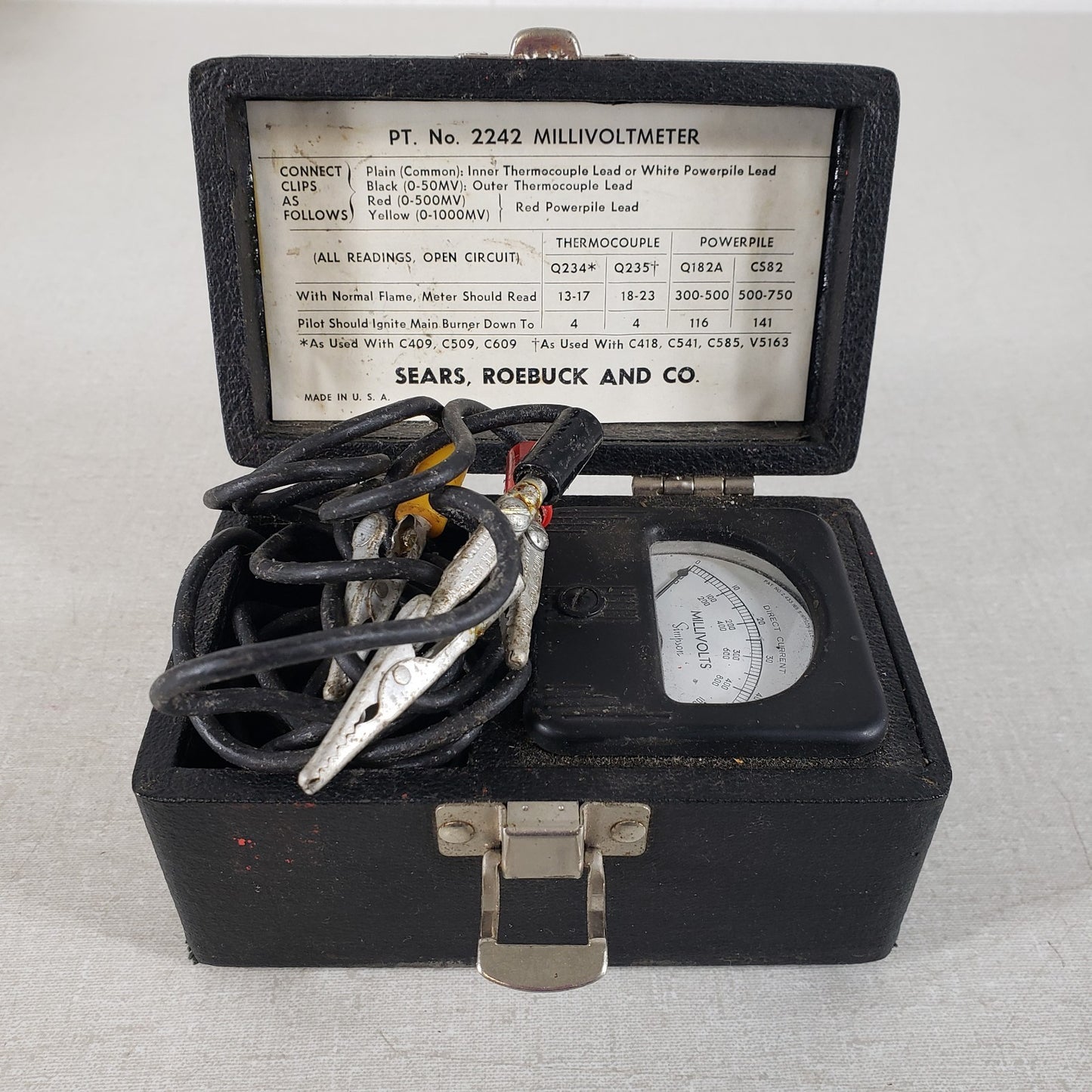 Vintage Sears Roebuck 2242 Millivoltmeter Made by Simpson Thermocouple Meter