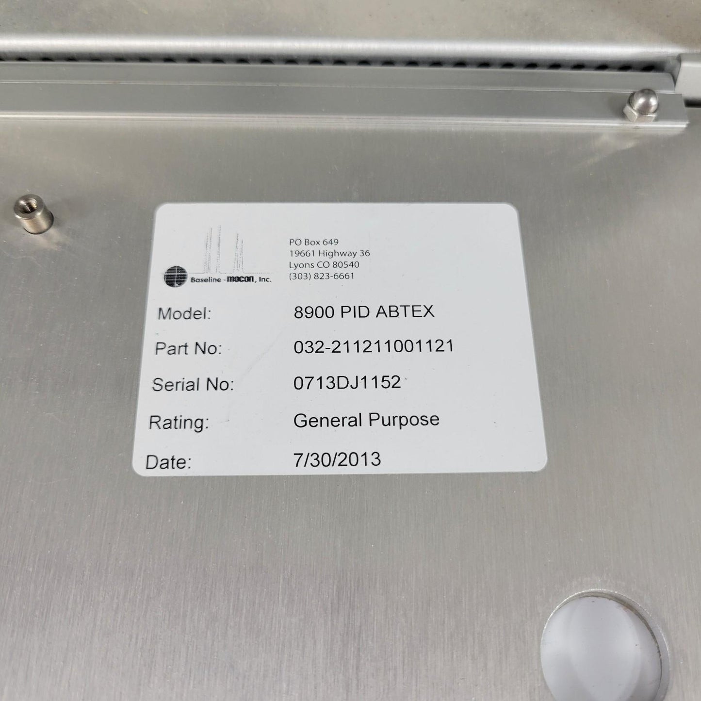Baseline Mocon 8900 PID ABTEX Multipurpose Gas Chromatograph Dual Gas Monitor
