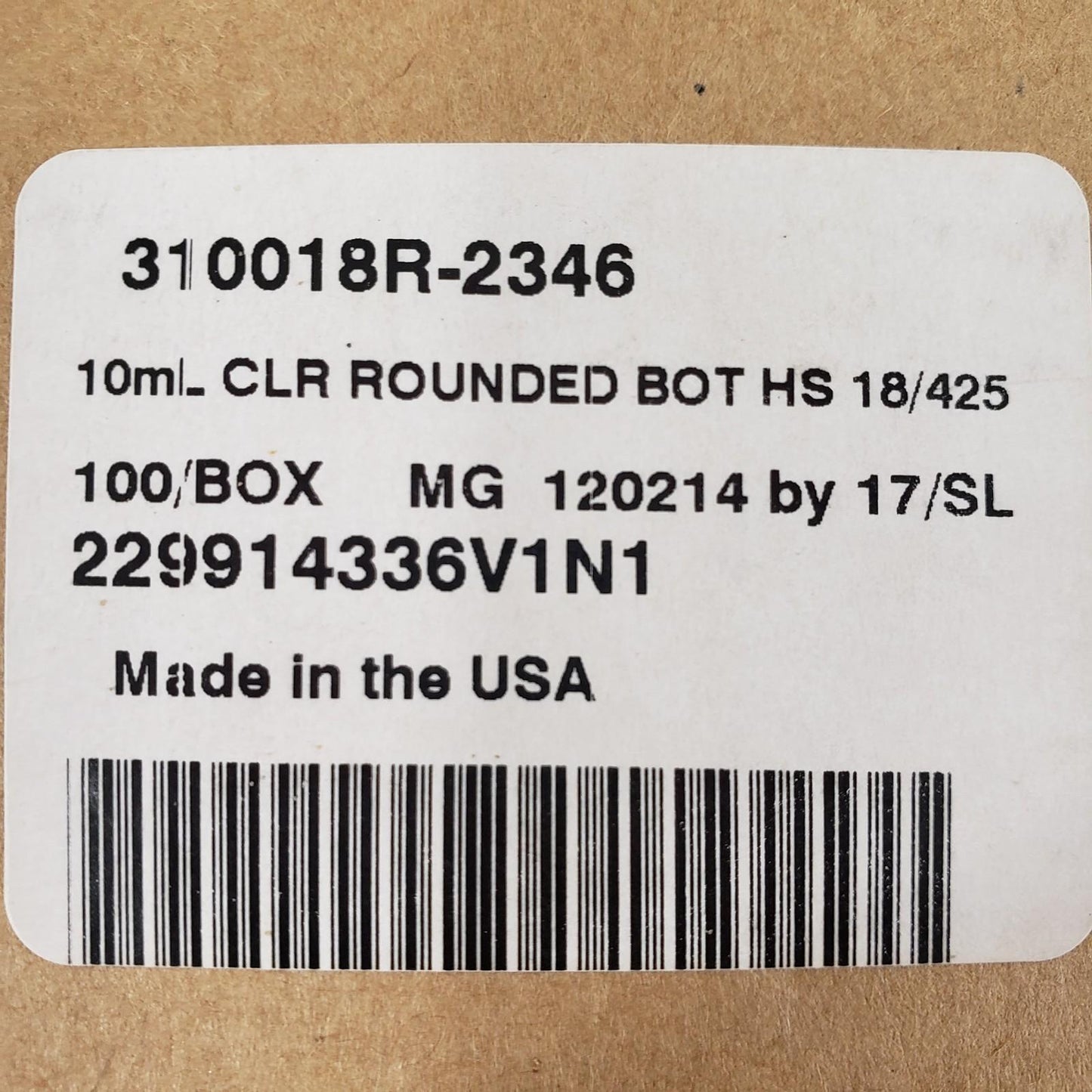 100/Box Finneran 310018R-R2346 10mL Clear Headspace Vials For HPLC 18-425 thread