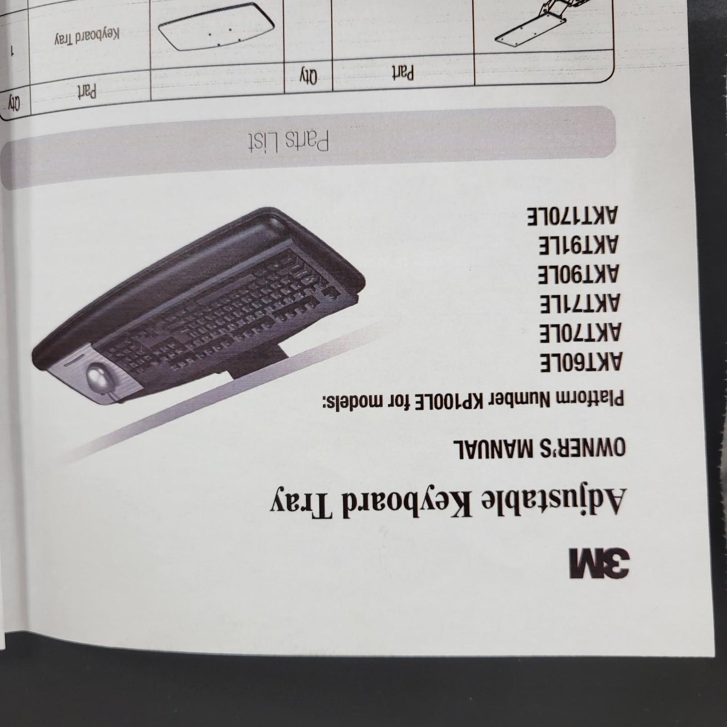 3M KP100LE Adjustable Keyboard Tray 25-1/2" x 12" x 1-1/4" w/ Gel Wrist Rest