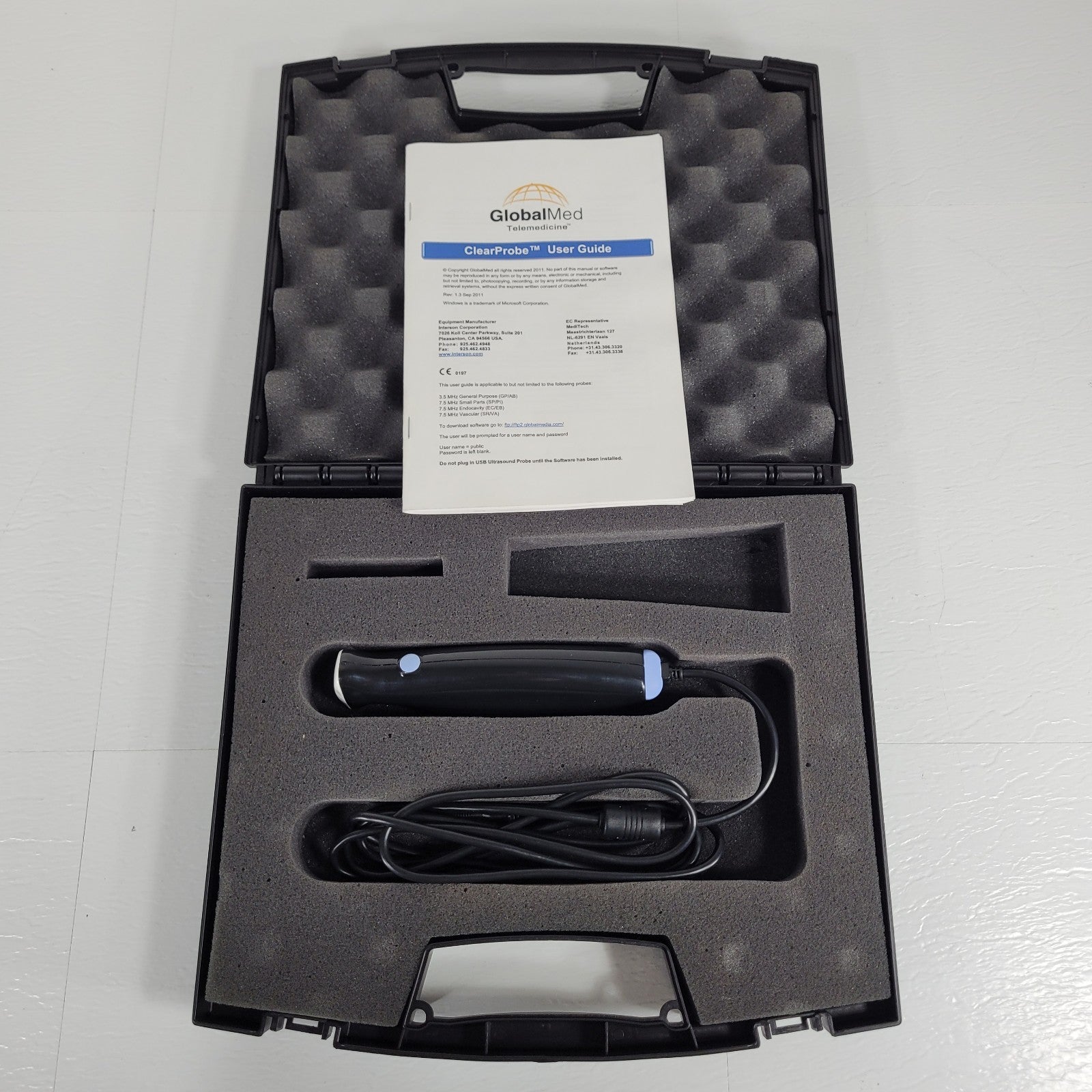 GlobalMed ClearProbe VA USB 7.5MHz Vascular Ultrasound Probe Partial C ...