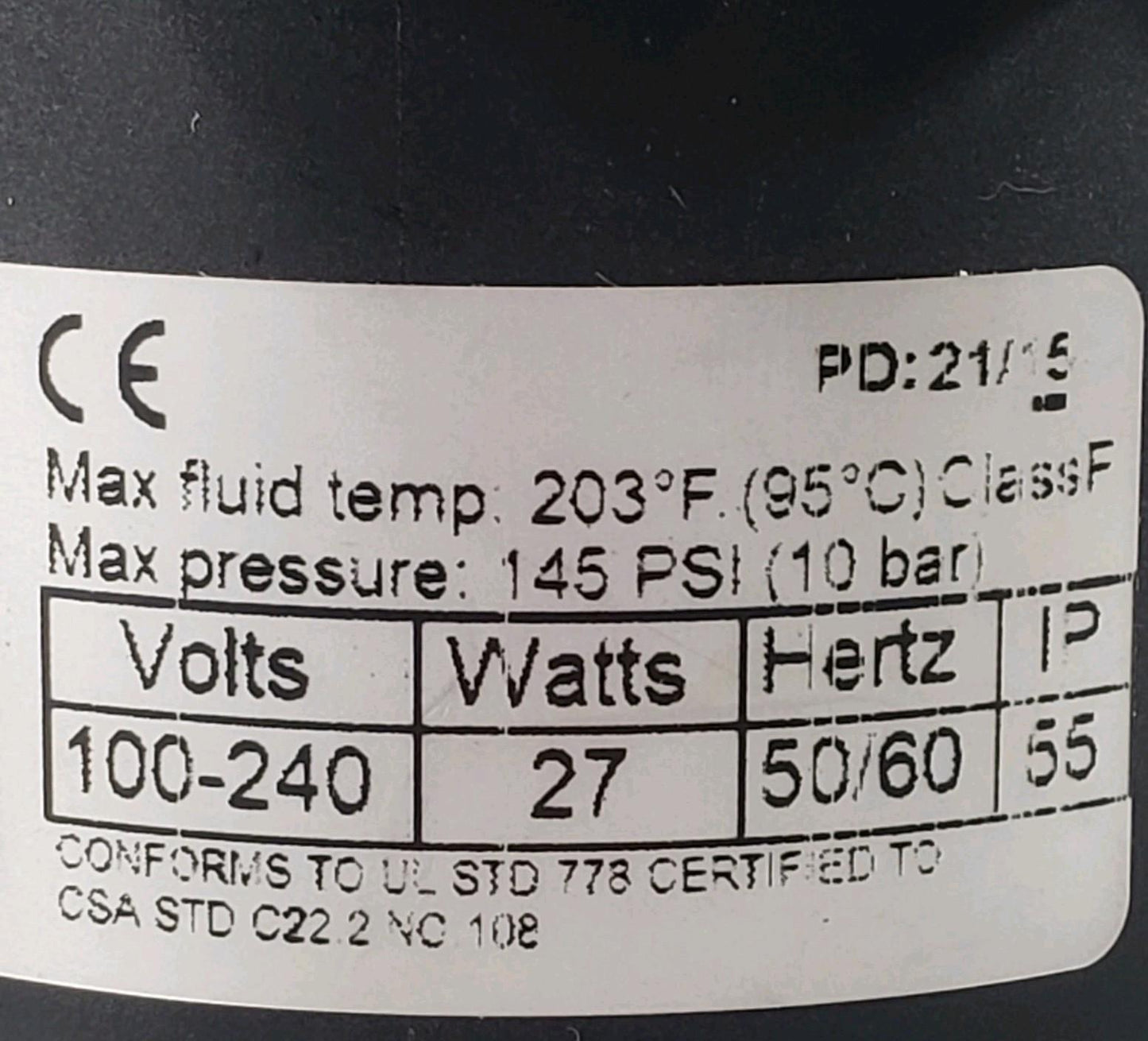 Laing Thermotech E3-NCHNDNN3W-10 Circulation Pump 100-240V 27W 50/60Hz 145 Psi