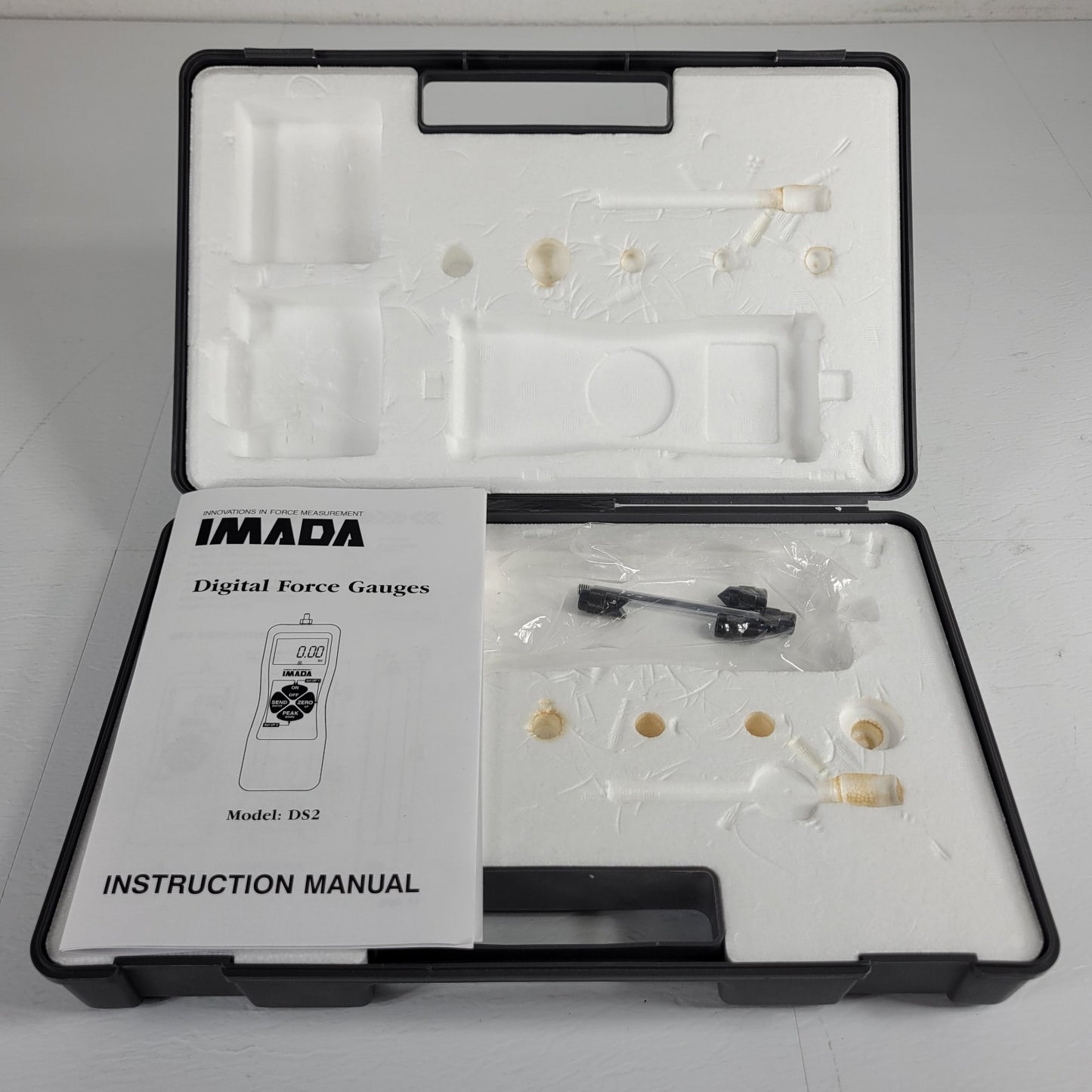IMADA Force Gauge Case with Extra Gauge Parts and DS2 Gauge Instruction Manual