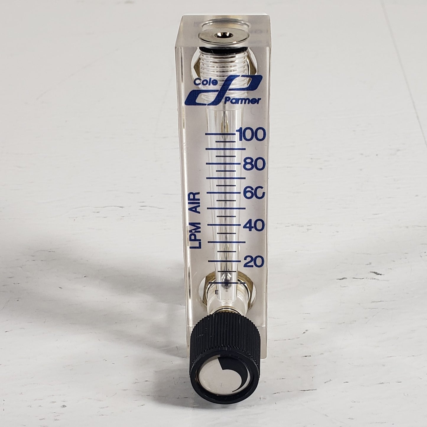 Cole Parmer 2A18 Acrylic Flowmeter 10-100 Liter/Min w/ 1/4" Push Fittings