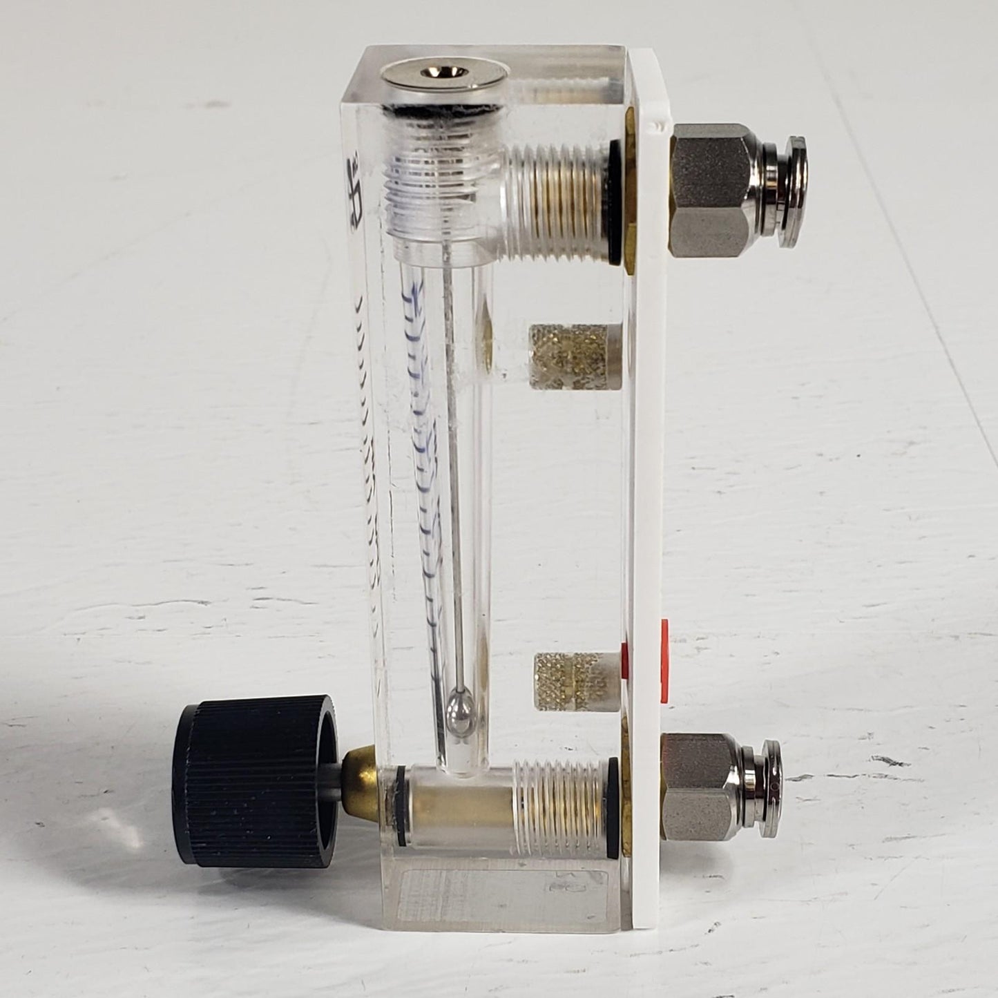 Cole Parmer 2A18 Acrylic Flowmeter 10-100 Liter/Min w/ 1/4" Push Fittings