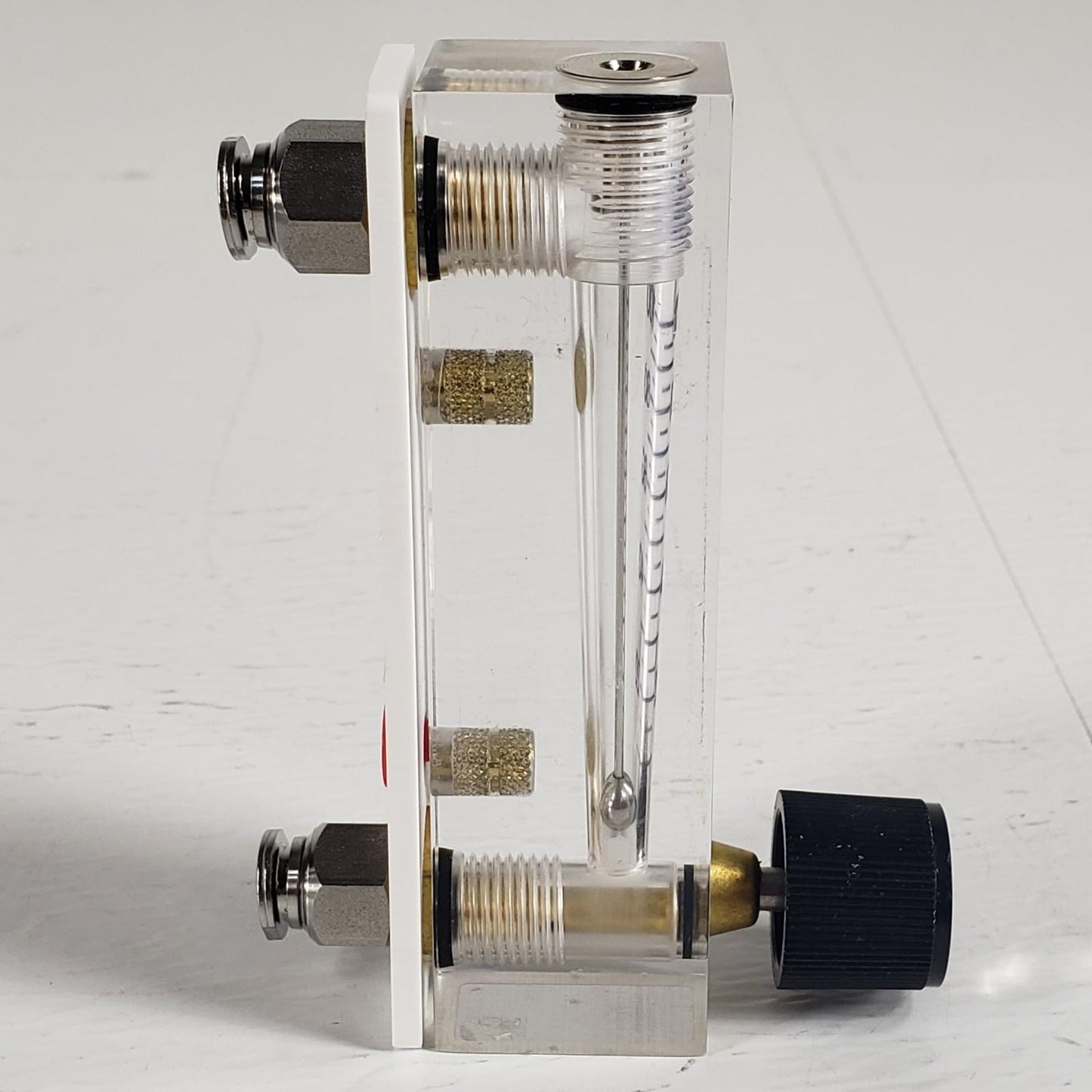 Cole Parmer 2A18 Acrylic Flowmeter 10-100 Liter/Min w/ 1/4" Push Fittings