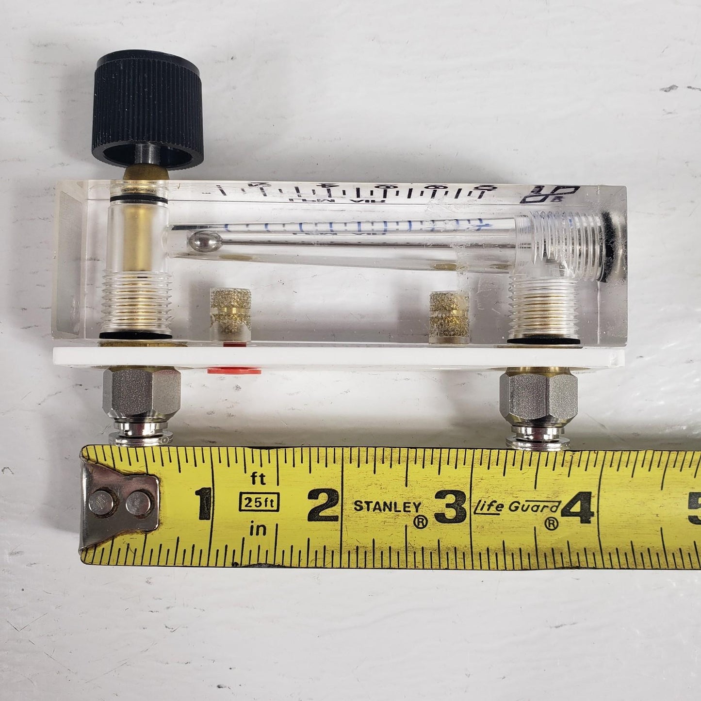 Cole Parmer 2A18 Acrylic Flowmeter 10-100 Liter/Min w/ 1/4" Push Fittings