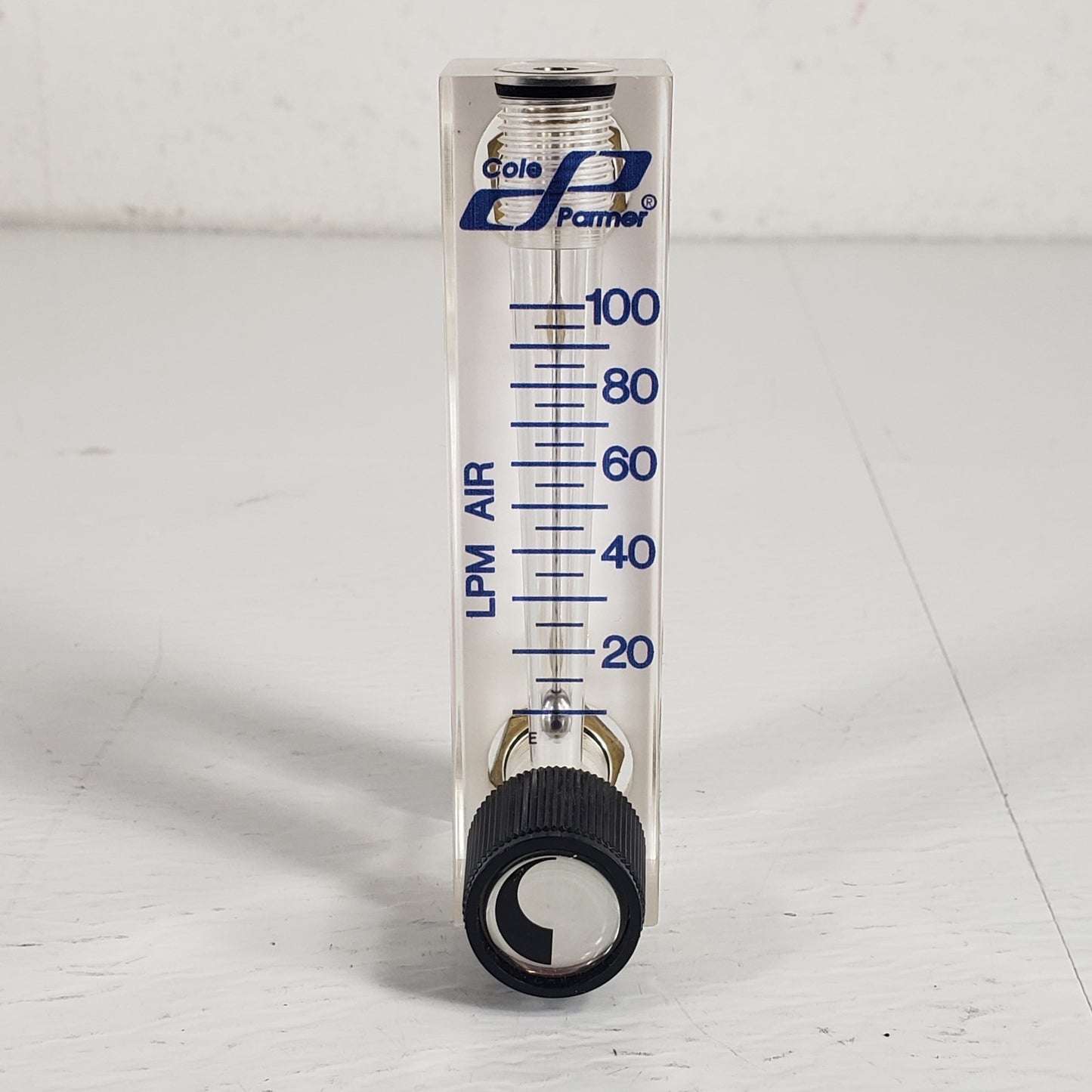 Cole Parmer 2A18 Clear Acrylic Flowmeter 10-100 Liters Per Min 150°F Max Temp