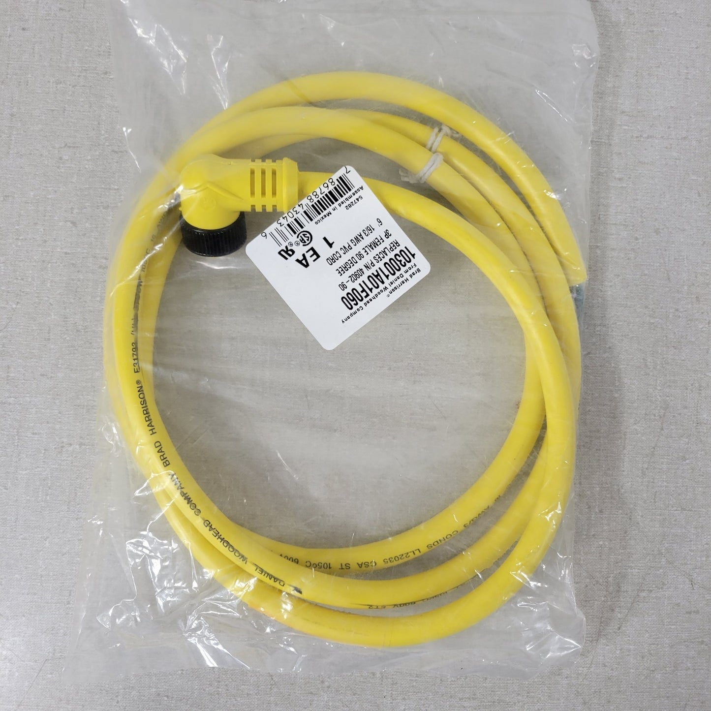 Molex Woodhead 103001A01F060 40902-90 3P Female 90 Degree 6' 16/3 AWG PVC Cord