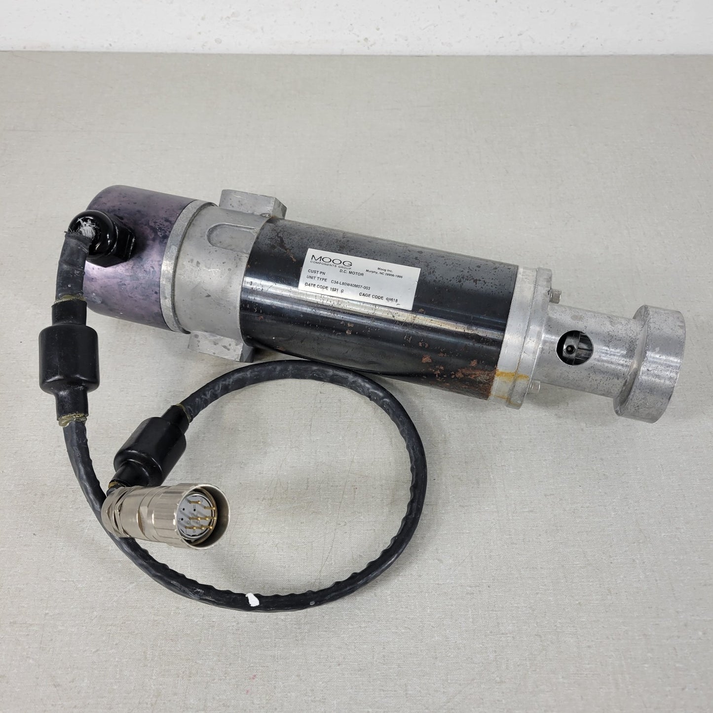 *DAMAGED CABLE* Moog C34-L80W40M07-003 Permanent Magnet DC Brush Motor Hi Torque