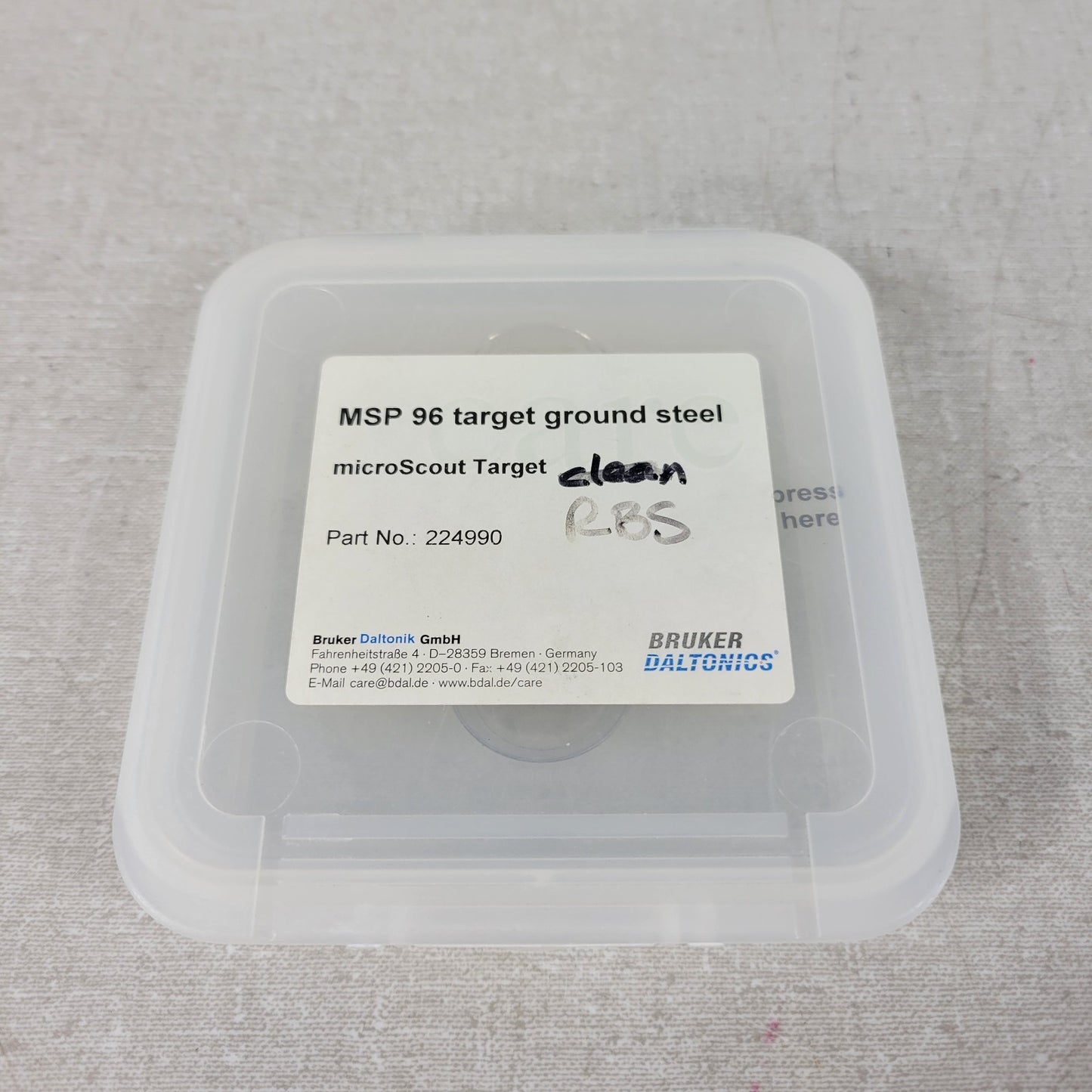 BRUKER DALTONICS 224990 MSP 96 Target Ground Steel Microscout Target