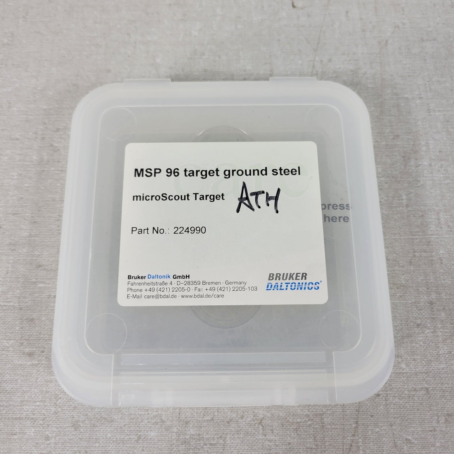 BRUKER DALTONICS 224990 MSP 96 Target Ground Steel Microscout Target