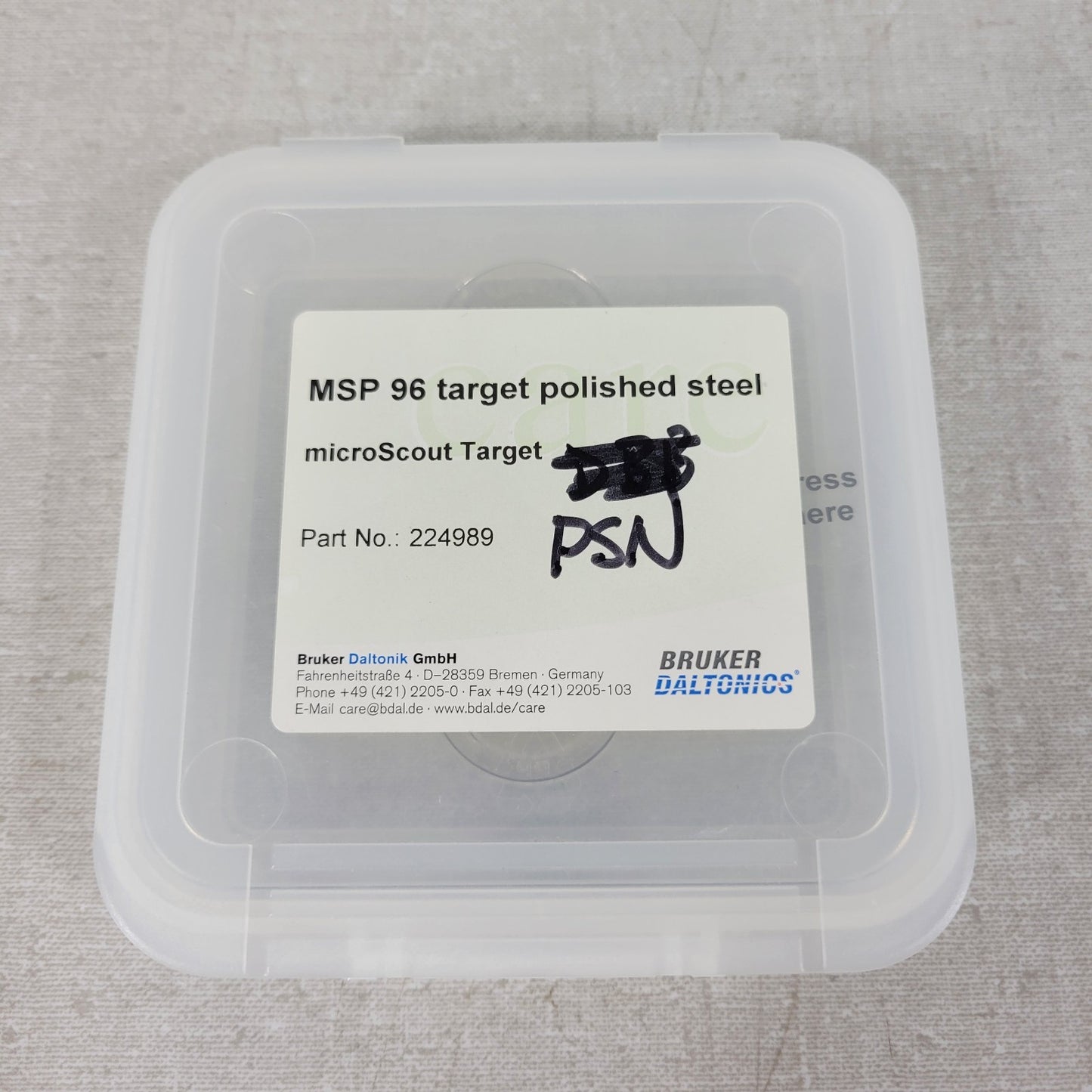 BRUKER DALTONICS 224989 MSP 96 Target Polished Steel Microscout Target PSN