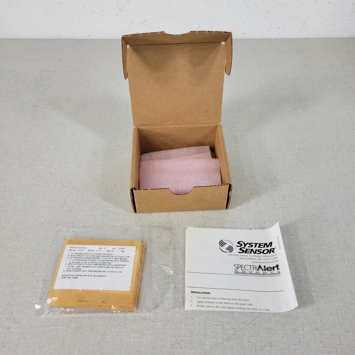 EXPIRED- SYSTEM SENSOR L002534000 SpectrAlert Advance Sticker Strip Kit Letters