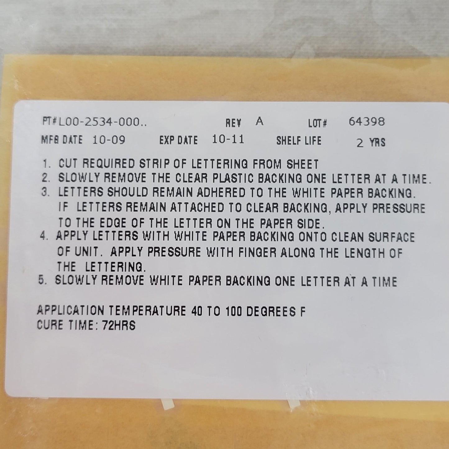 EXPIRED- SYSTEM SENSOR L002534000 SpectrAlert Advance Sticker Strip Kit Letters