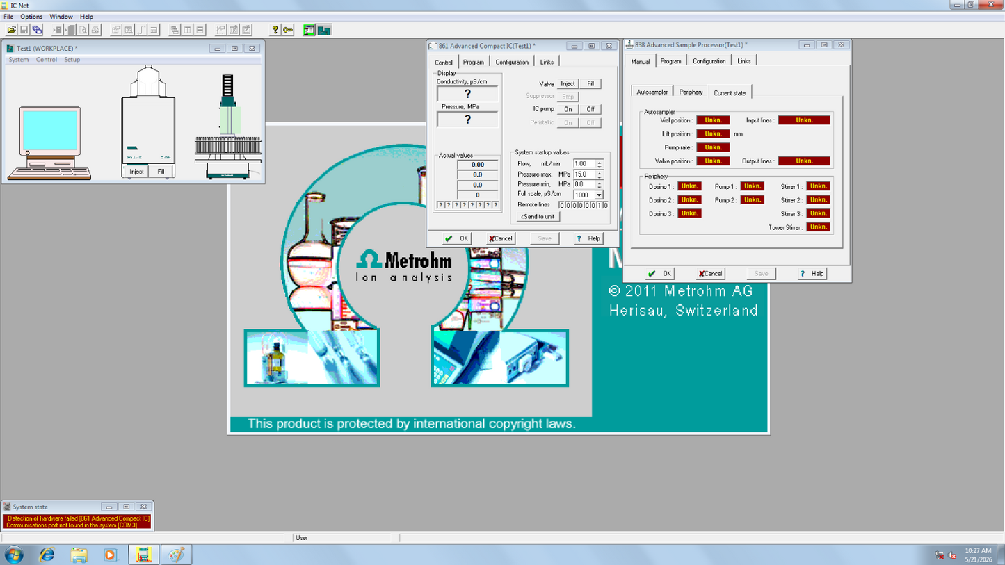 TESTED Metrohm 861 Compact IC Ion Chromatograph w 838 Autosampler and PC Softwar