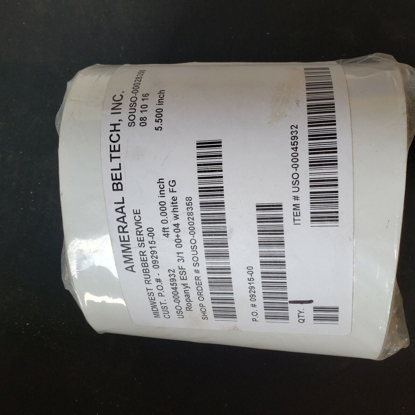 Ammeraal Beltech Ropanyl ESF 3/1 00+04 White FG Conveyor Belt 5.5" Wide 4' Long