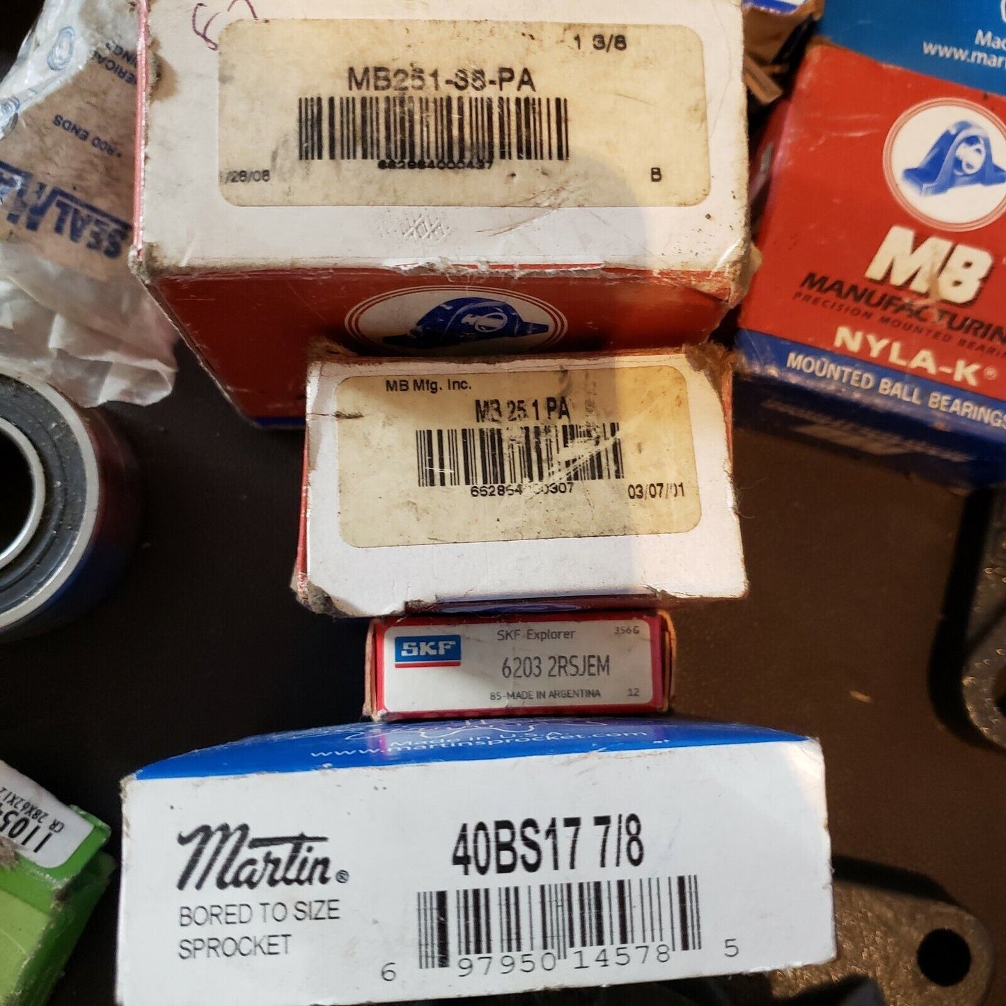 Large Bearing Lot Some New Mb251-35-PA 40BS17 7/8 6203 2RSJEM