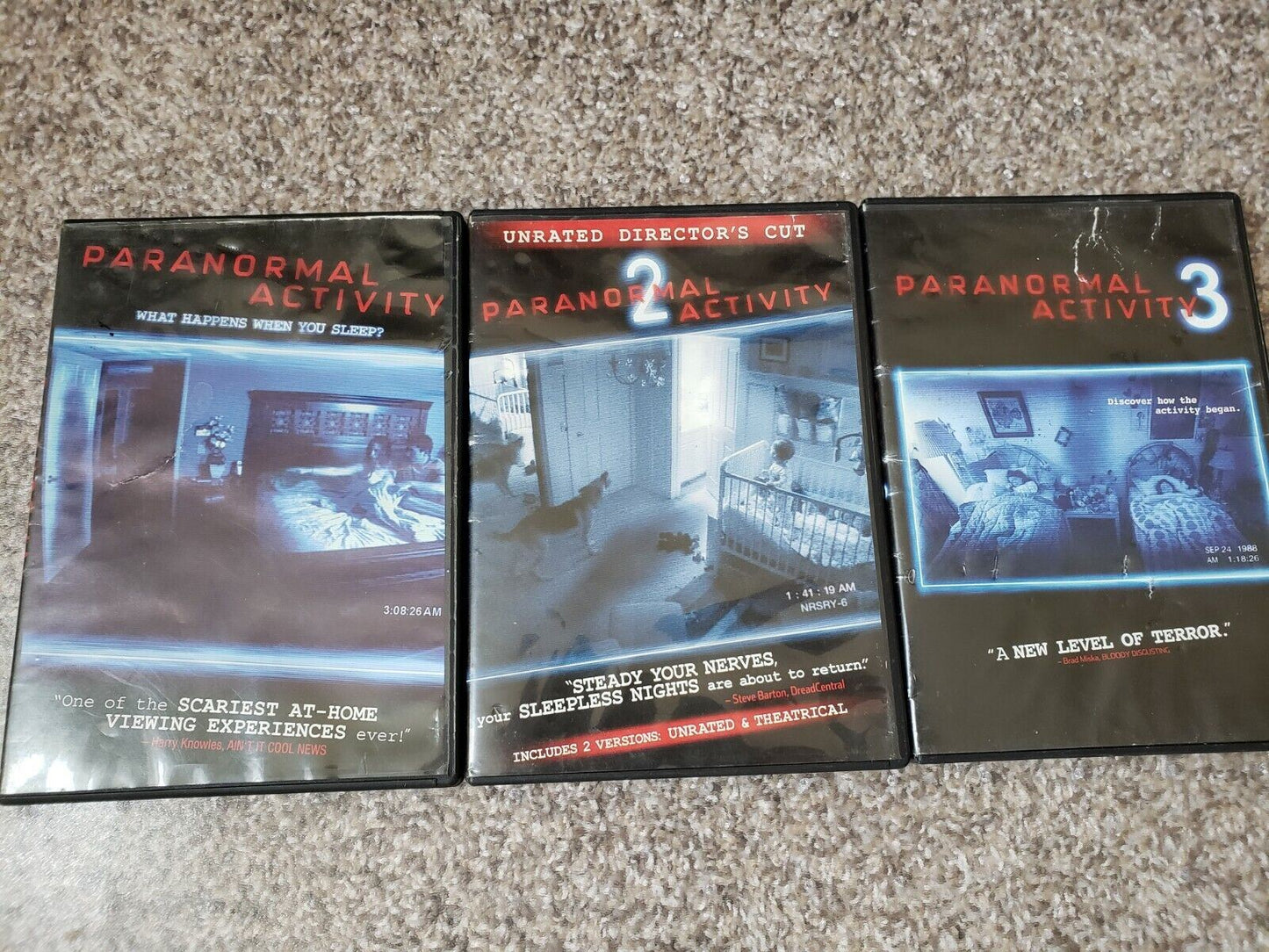 Paranormal Activity Trilogy Unrated DVD PART 1 2 3 THREE MOVIES