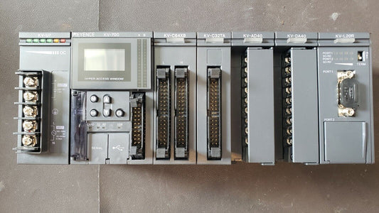 KEYENCE KV-700 PLC set KV-U7 KV-C64XB KV-C32TA KV-AD40 KV-DA40 KV-L20R USB