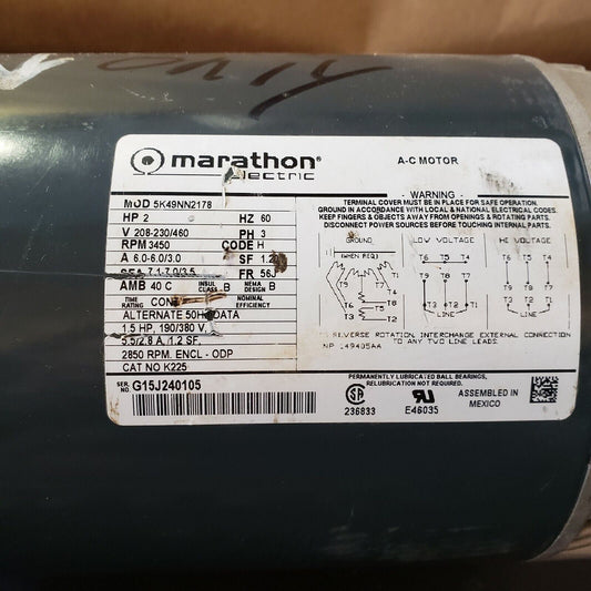 Marathon Electric 5K49NN2178 2HP 3PH 208-230/460V PARTS