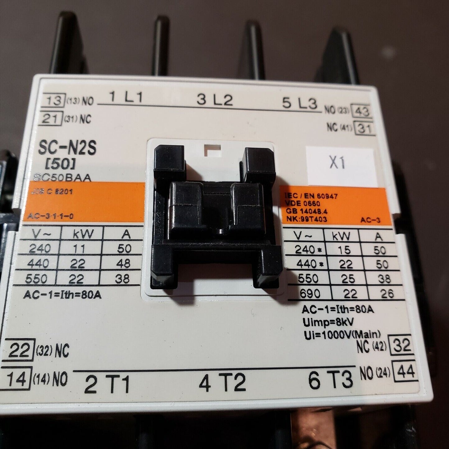 Fuji SC-N2S Magnetic Contactor 80A 600VAC 24VDC Coil