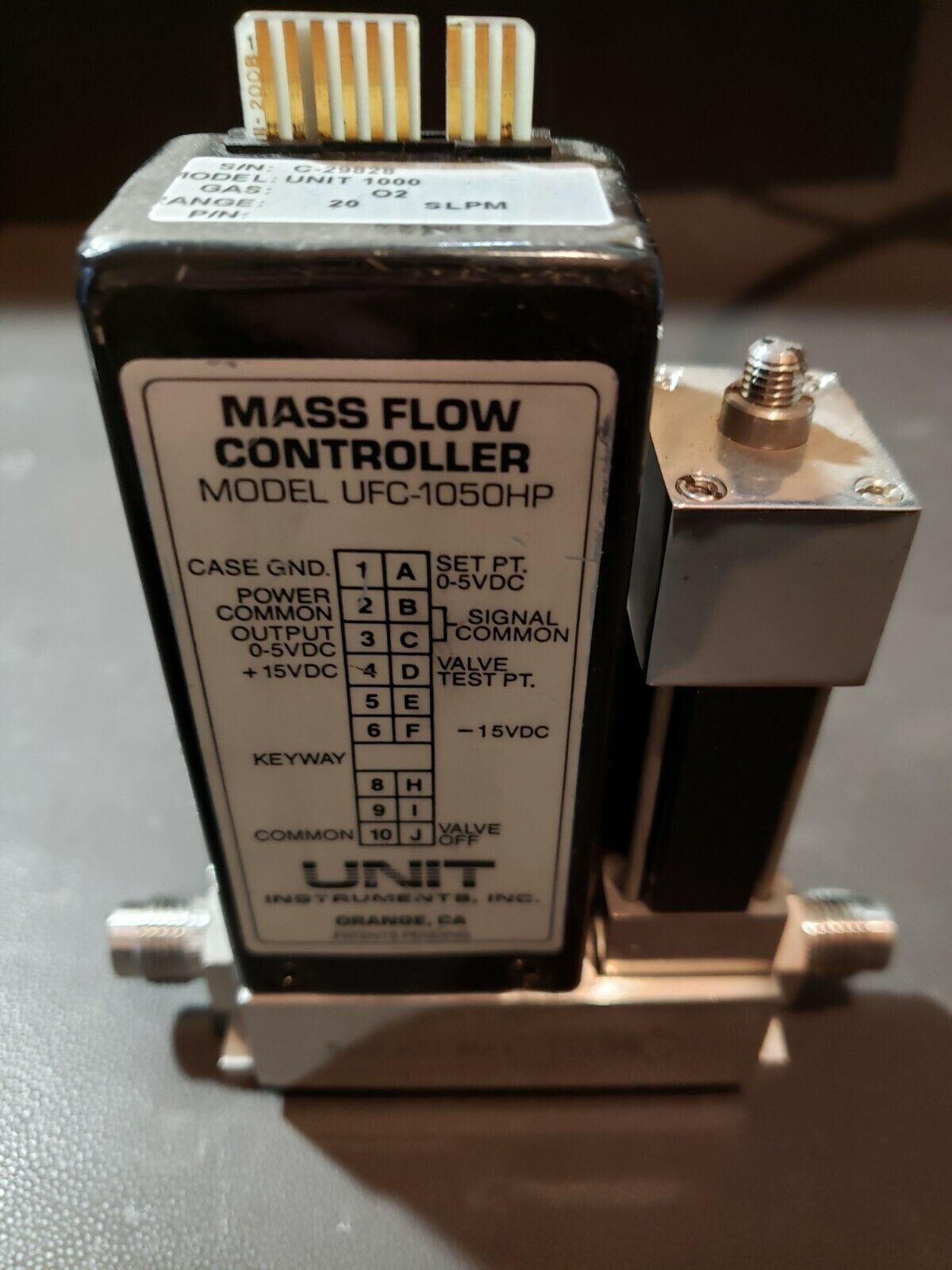 Acs Mfc O2 Gas Semi Flow Unit 1000 UFC-1050HP O2 20 SLM 1/4 VCR Oxygen MFC Mass Flow ...