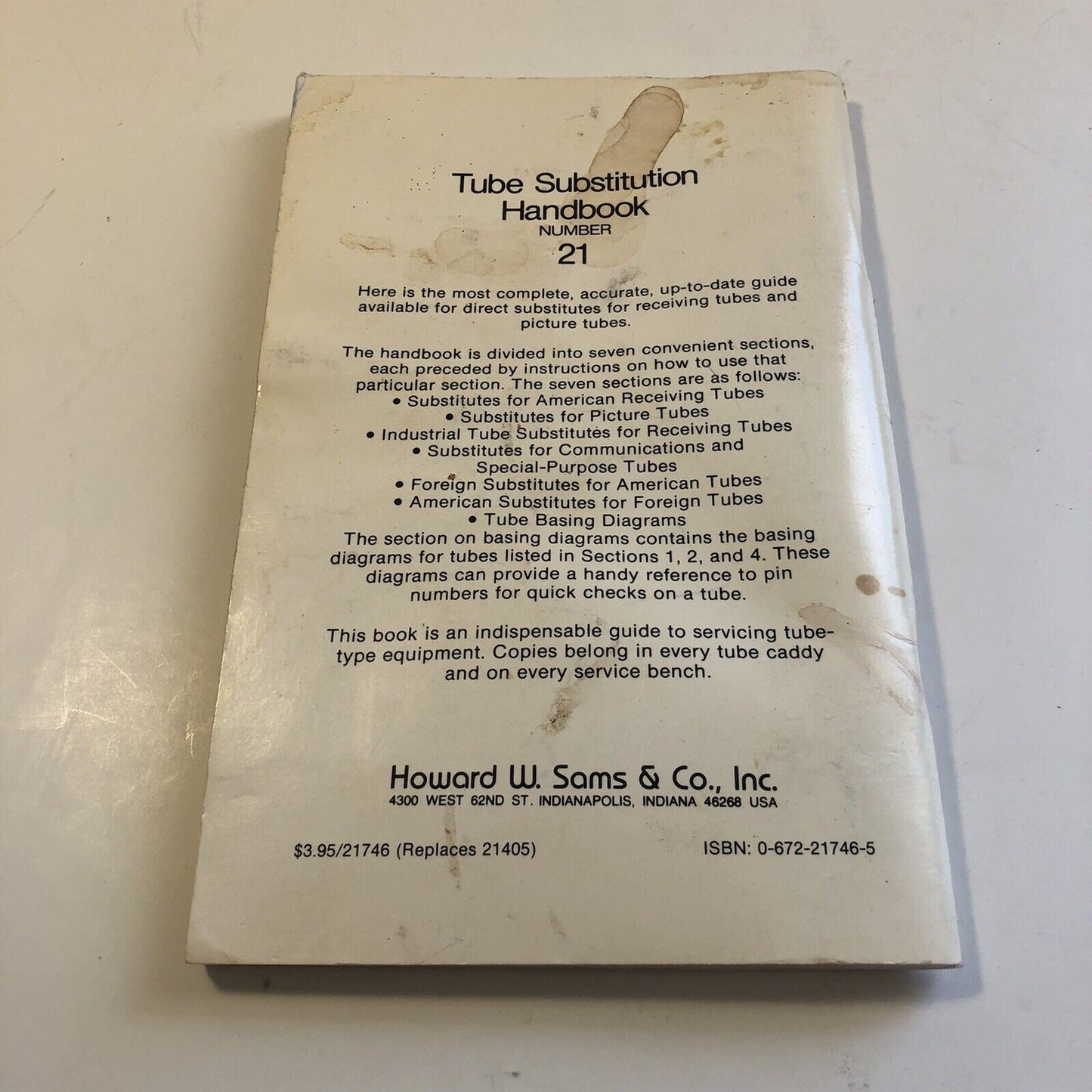 Vintage Howard W. Sams Tube Substitution Guide, Book Number 21 1980