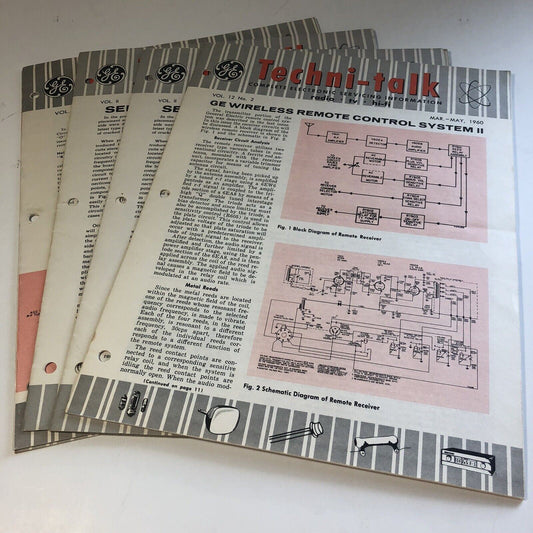 4 GE Techni-Talk Electronic Servicing Volumes Circa 1958-1960